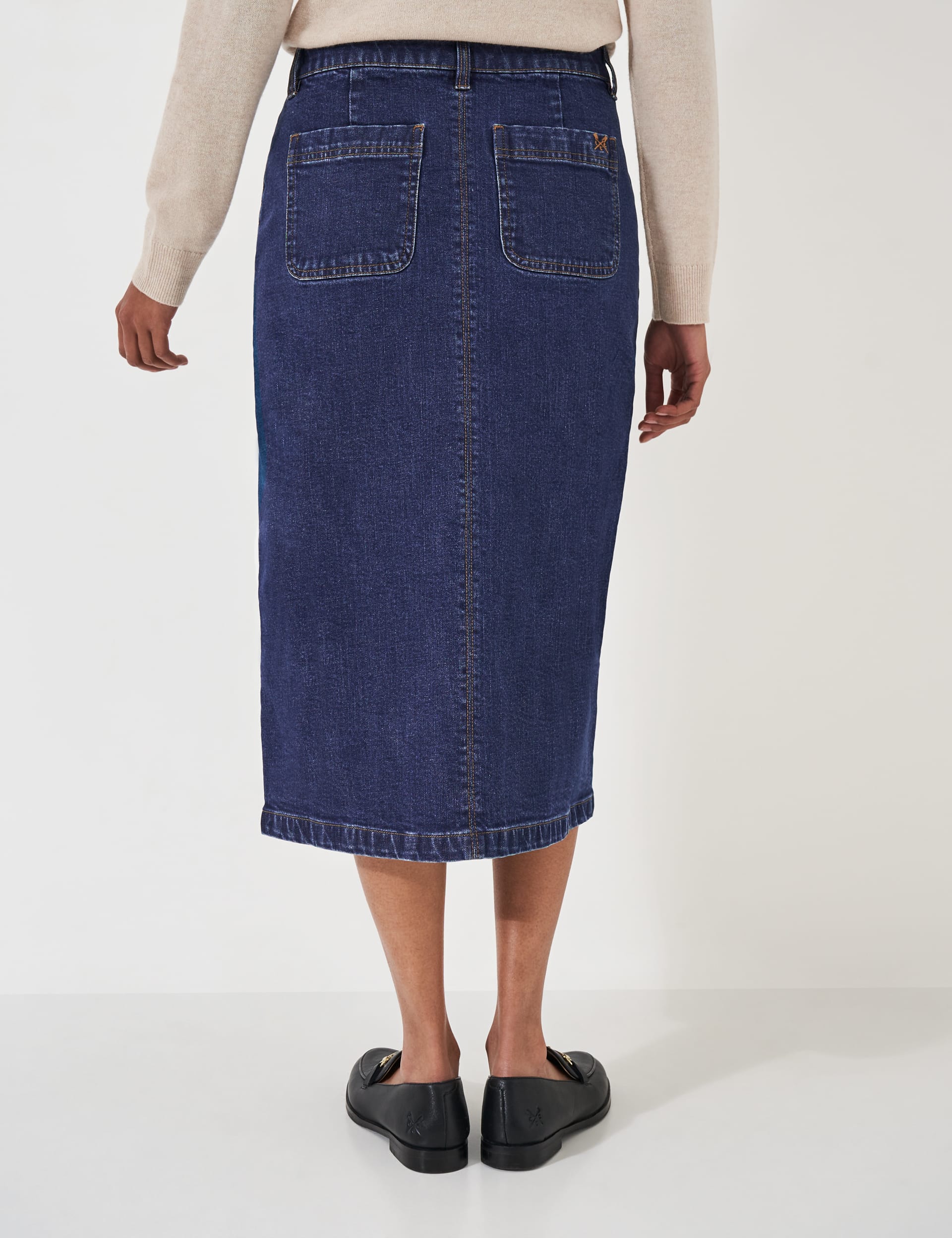 Crew Clothing Women's Denim Button Front Midi Skirt - 12, Denim