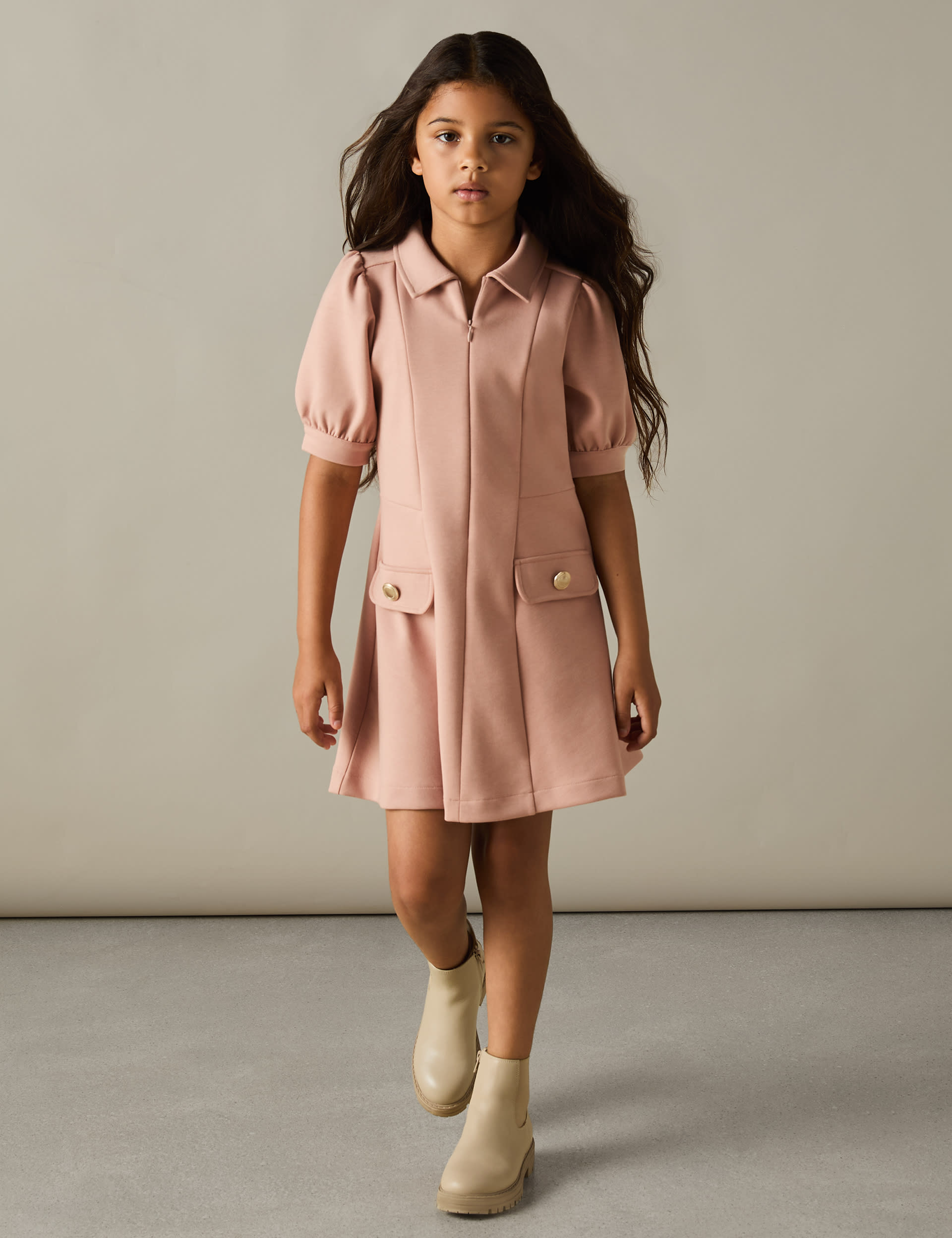 Reiss Girls Collared Zip Dress (4-14 Yrs) - 13-14 - Pink, Pink