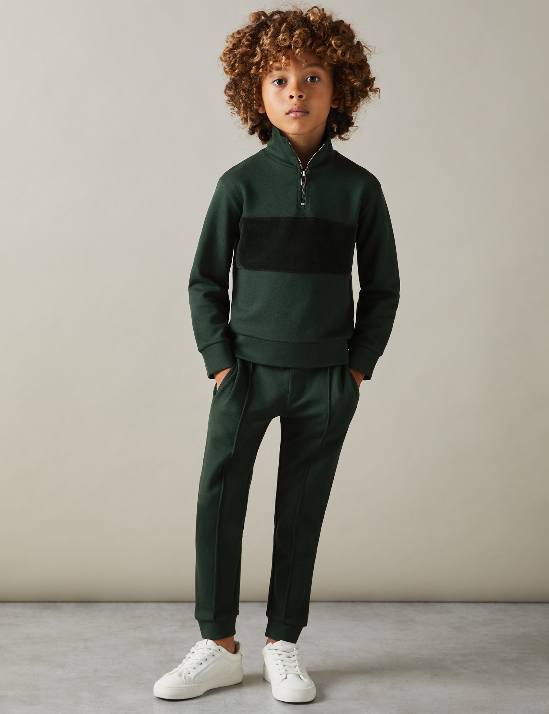 Reiss Boys Half Zip Sweatshirt (3-14 Yrs) - 3-4 Y - Green, Green