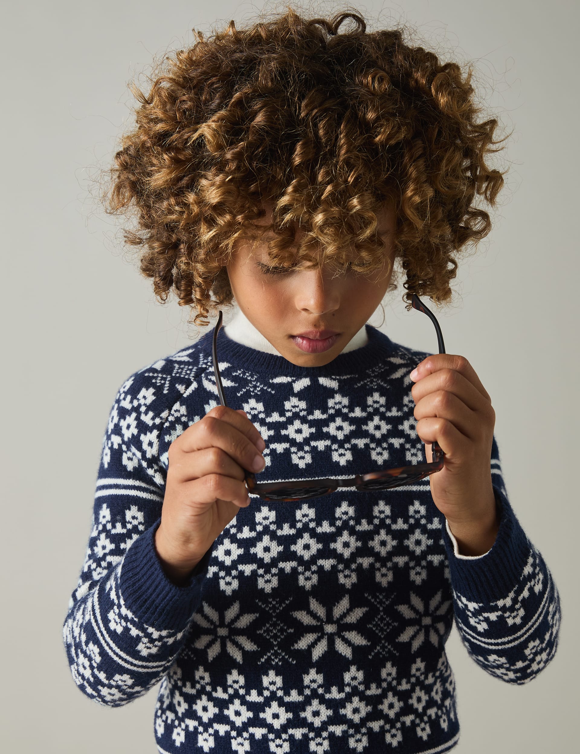 Reiss Boys Pure Wool Fair Isle Jumper (3-14 Yrs) - 10-11 - Blue Mix, Blue Mix