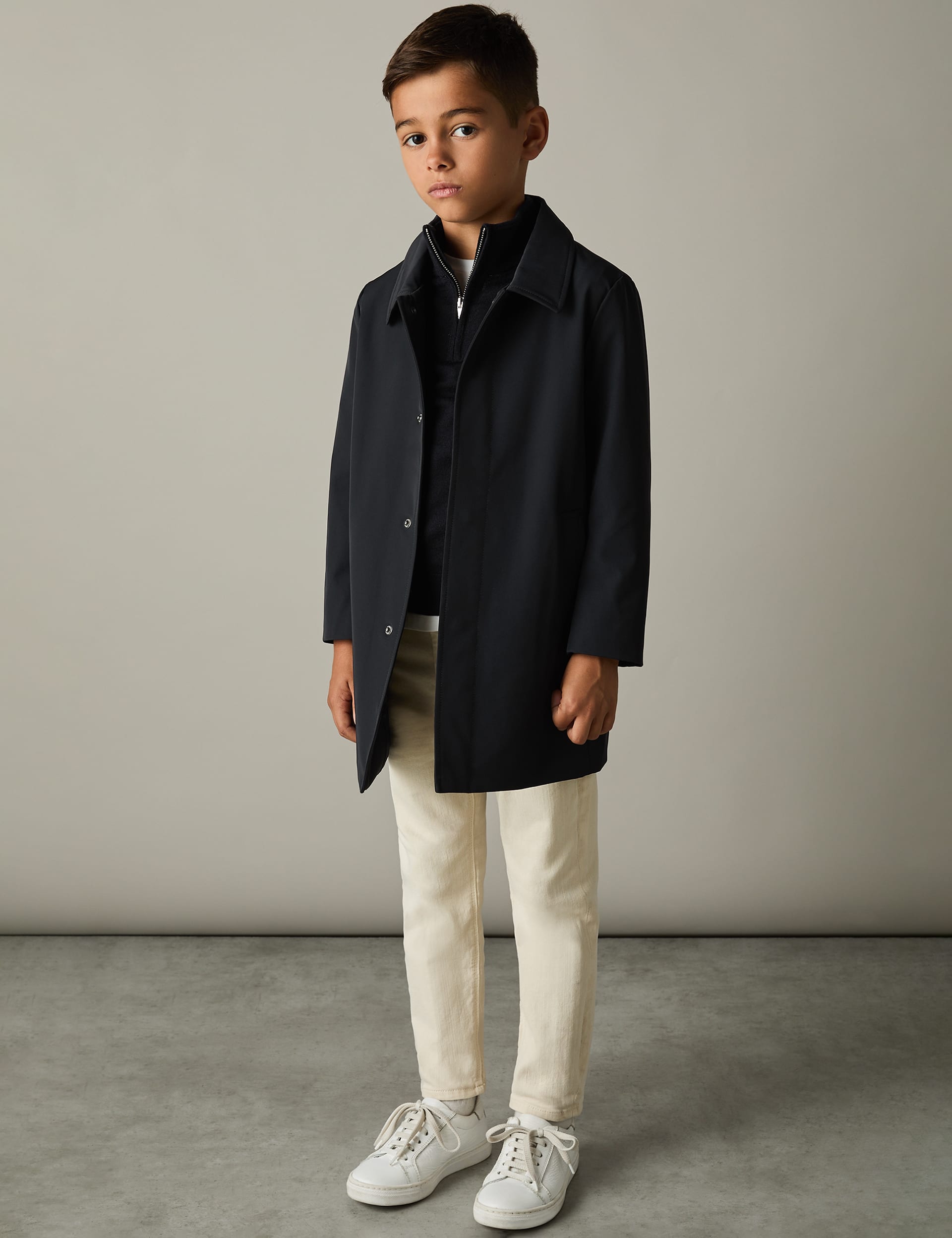 Reiss Boys Double Layer Coat (3-14 Yrs) - 8-9 Y - Navy, Navy,Stone