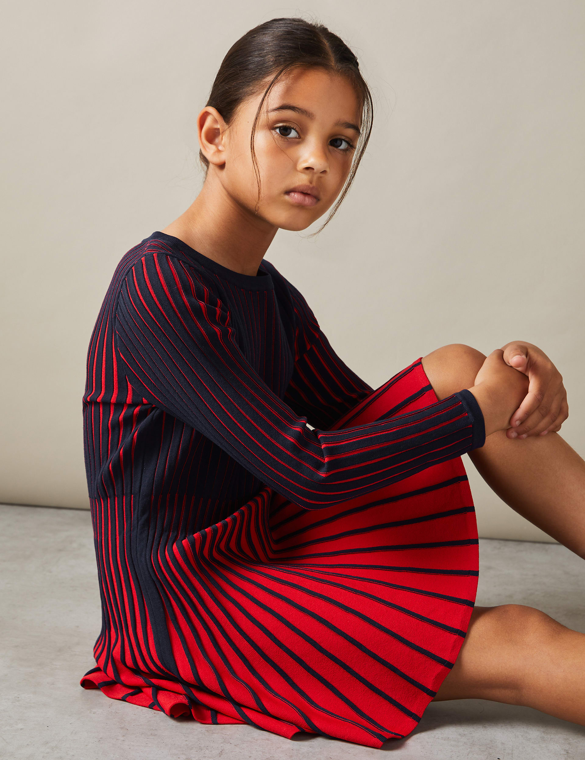 Reiss Girls Ribbed Dress (4-14 Yrs) - 4-5 Y - Red Mix, Red Mix