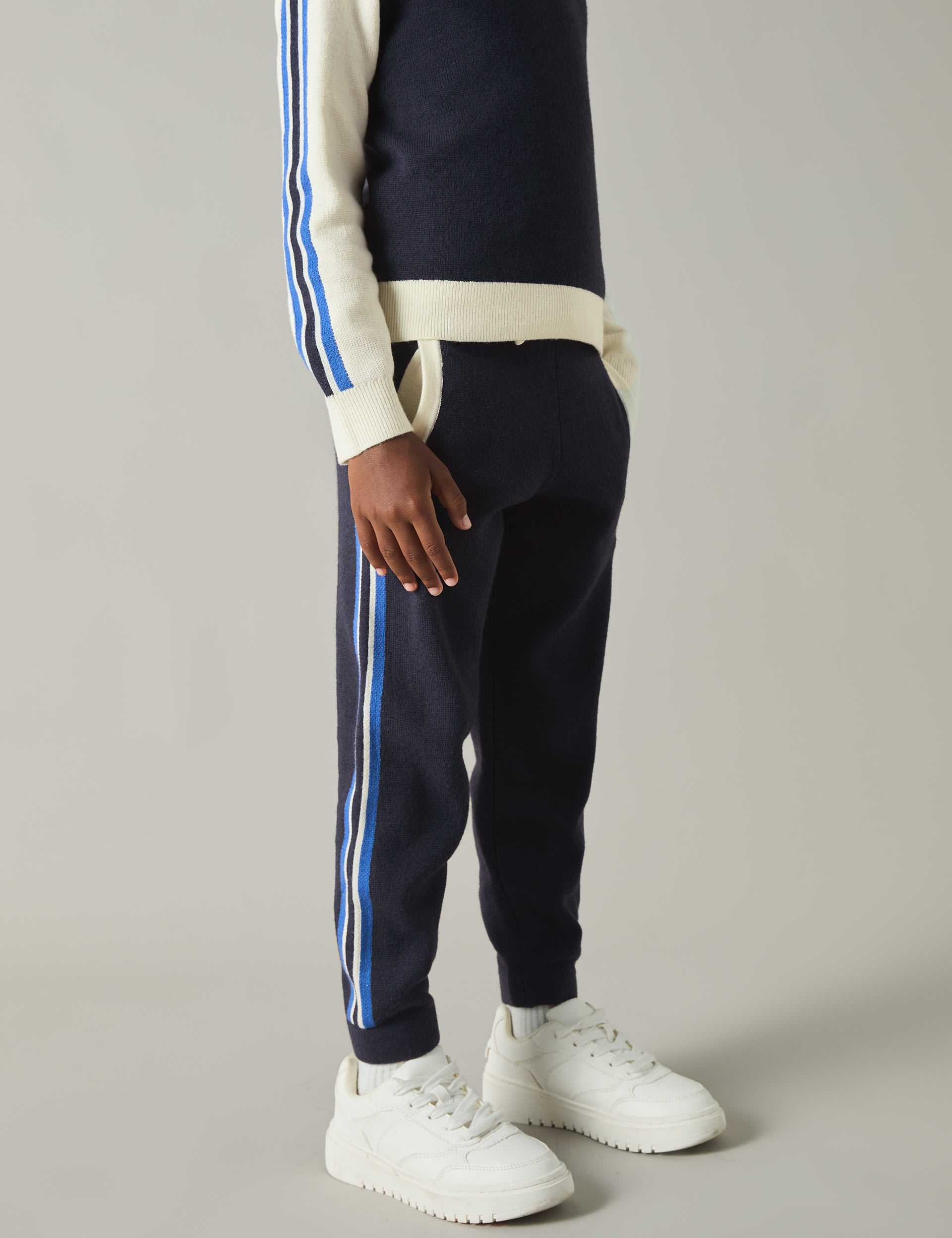 Reiss Boys Side Stripe Joggers (3-14 Yrs) - 7-8 Y - Navy Mix, Navy Mix