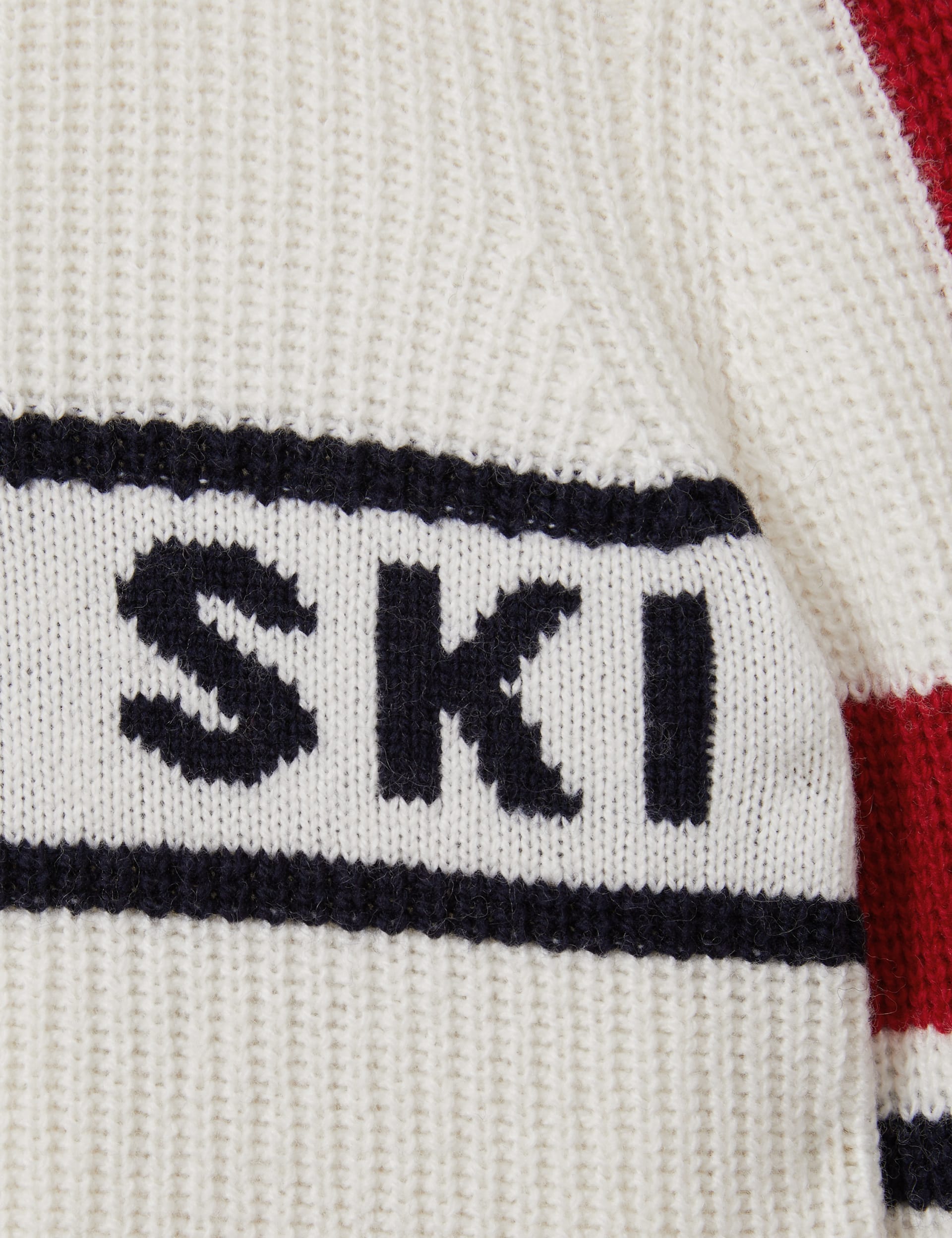 Reiss Boys Knitted Slogan Jumper with Wool (3-14 Yrs) - 12-13 - White Mix, White Mix