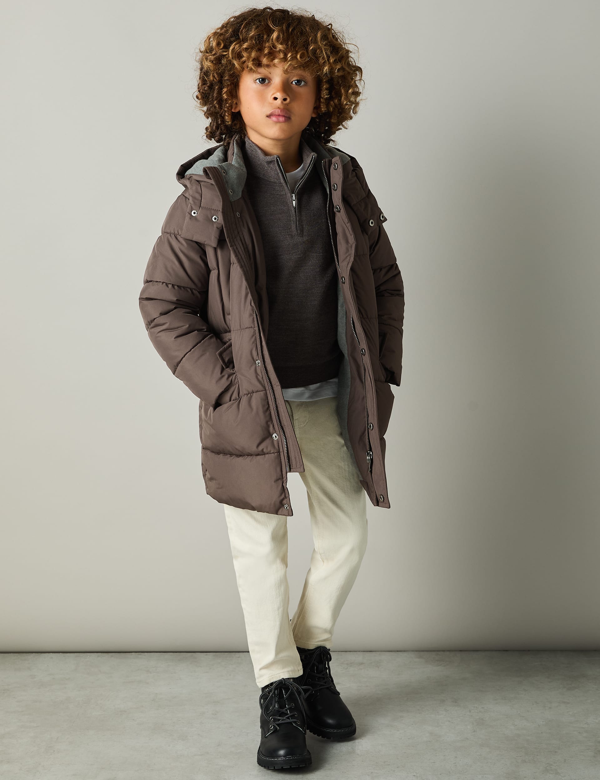 Reiss Boys Hooded Padded Jacket (3-14 Yrs) - 4-5 Y - Brown, Brown