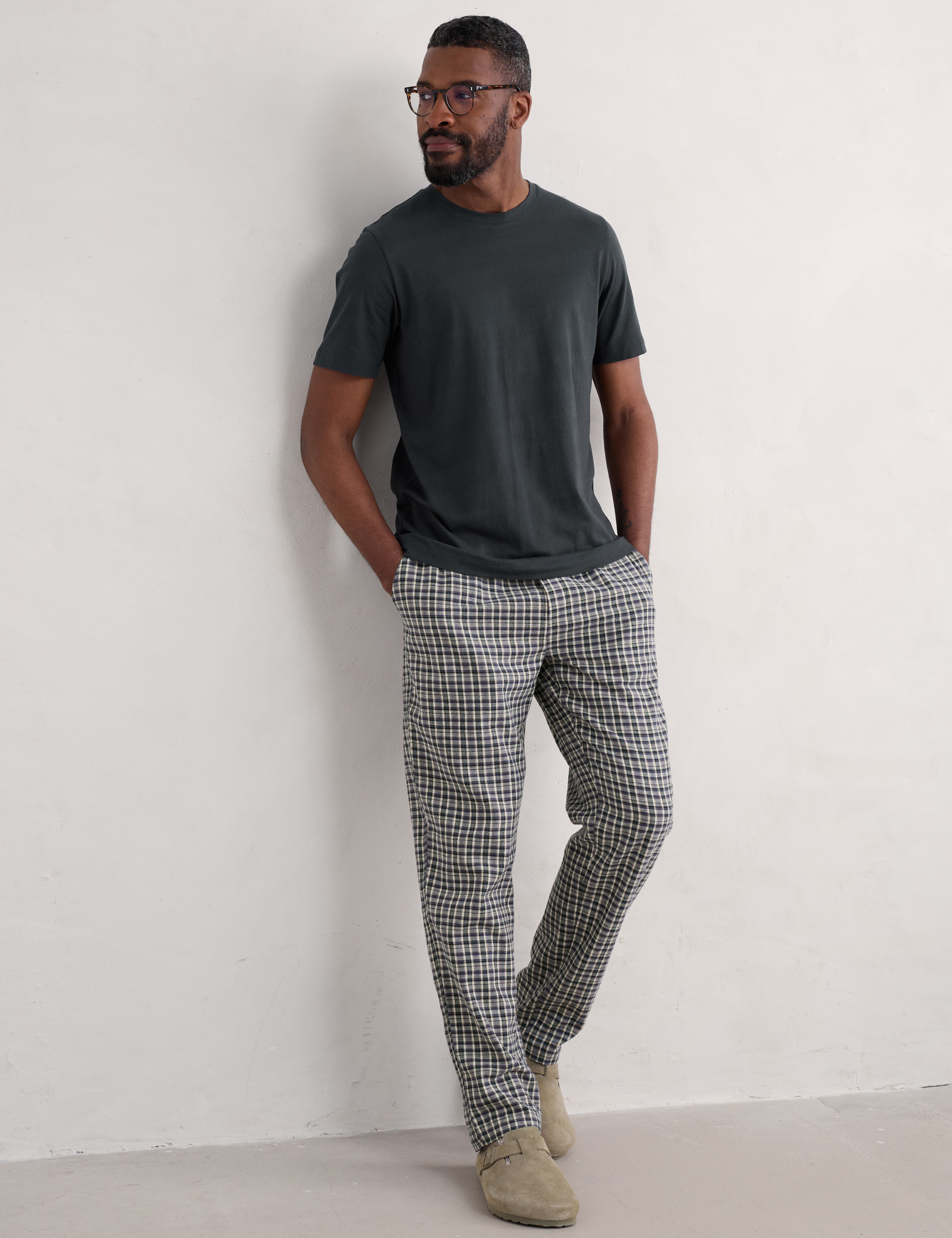 Seasalt Cornwall Men's Pure Cotton Checked Pyjama Set - XXL - Black Mix, Black Mix