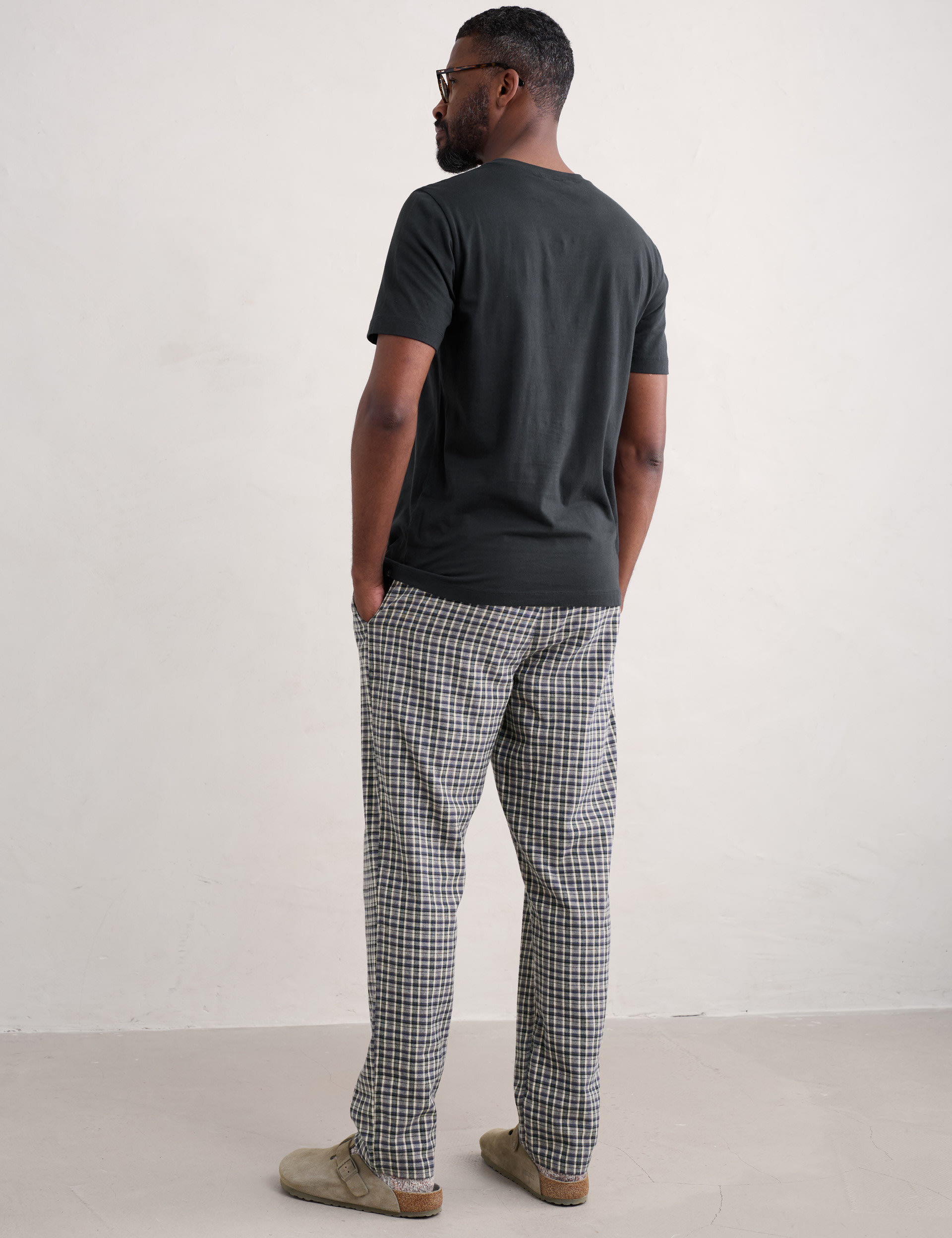 Seasalt Cornwall Men's Pure Cotton Checked Pyjama Set - XXL - Black Mix, Black Mix