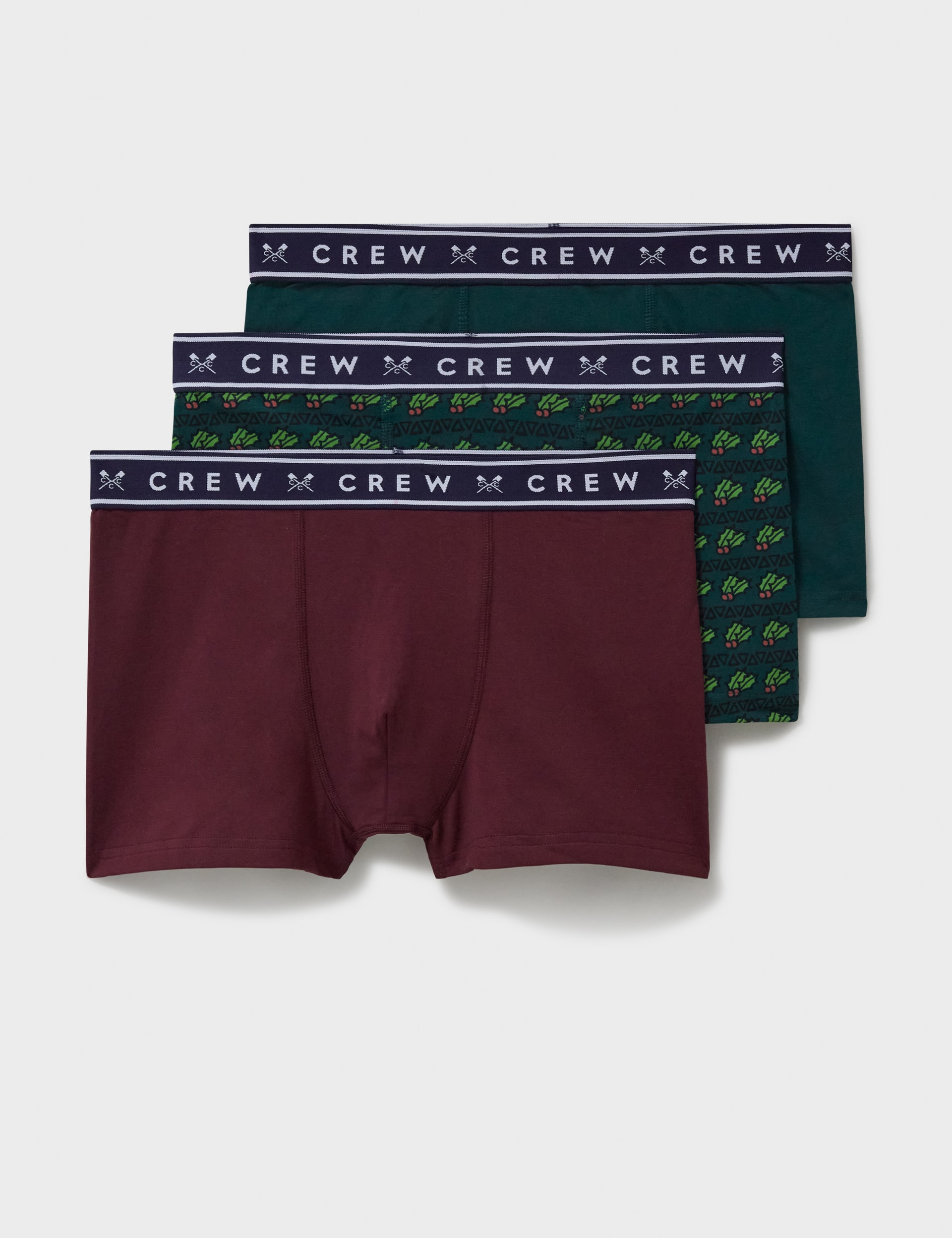 Crew Clothing Men's 3pk Cotton Rich Pattern Boxers - XL - Green Mix, Green Mix