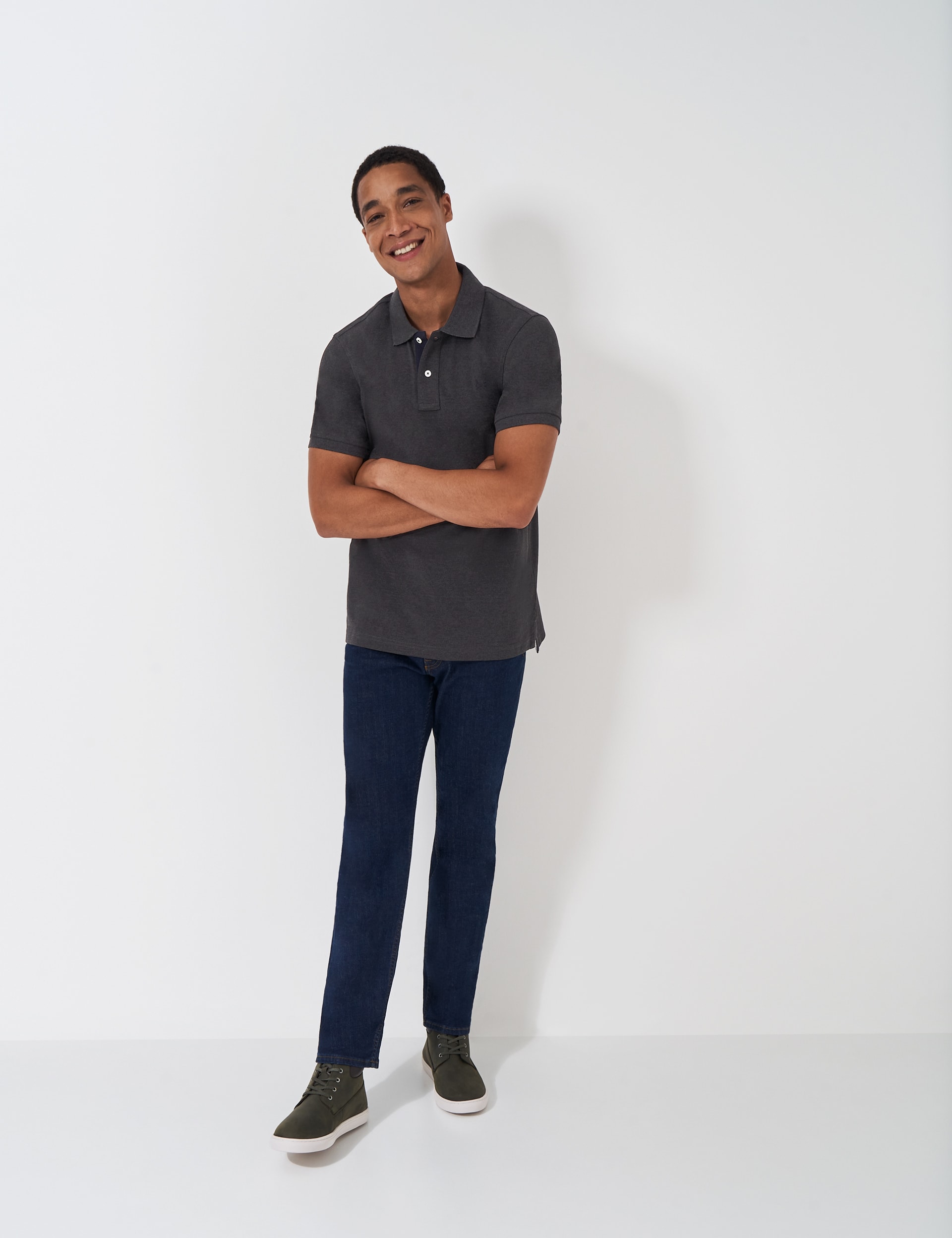 Crew Clothing Men's Pure Cotton Pique Polo Shirt - Charcoal, Charcoal