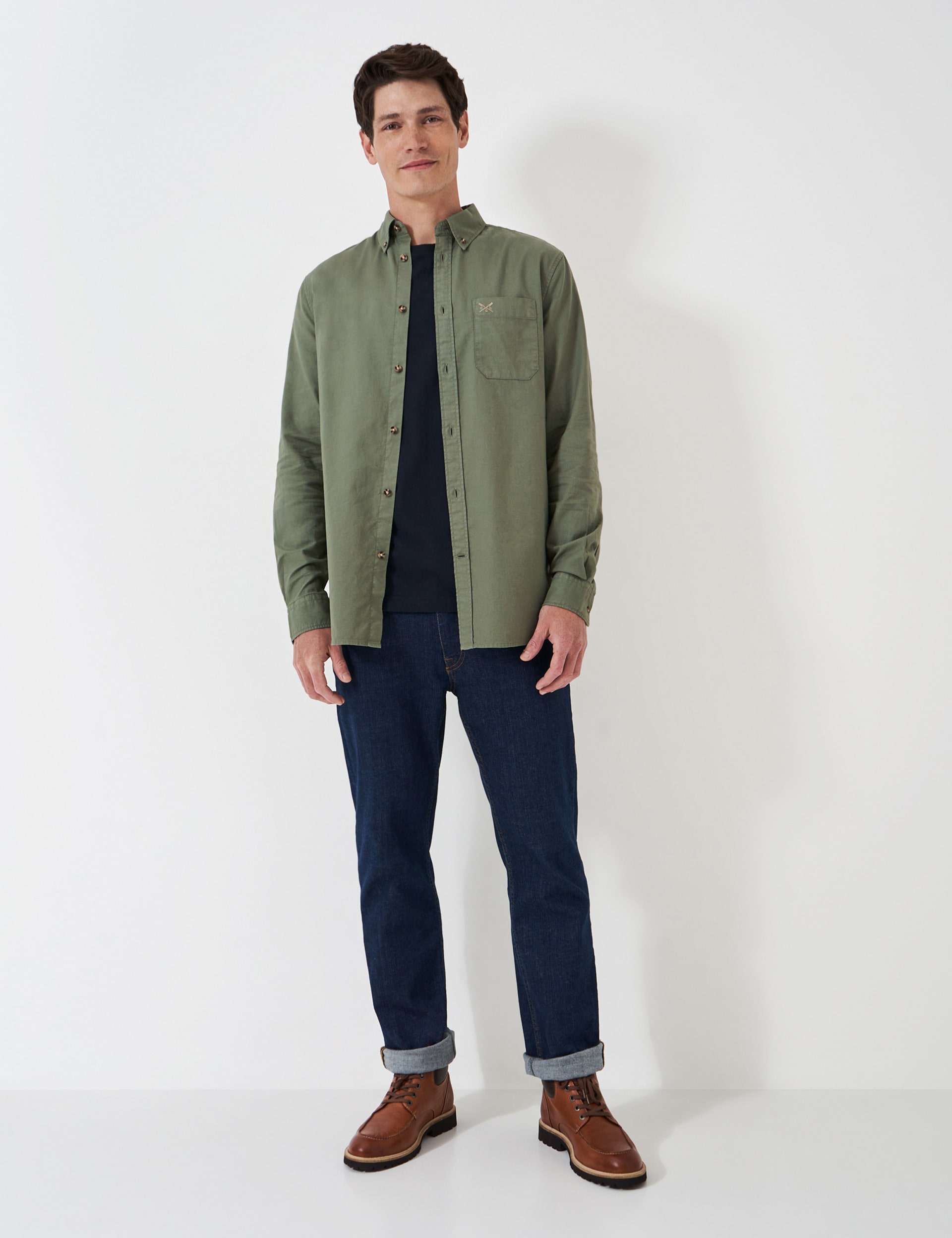 Crew Clothing Men's Pure Cotton Oxford Shirt - L - Light Green, Dark Blue,Light Green