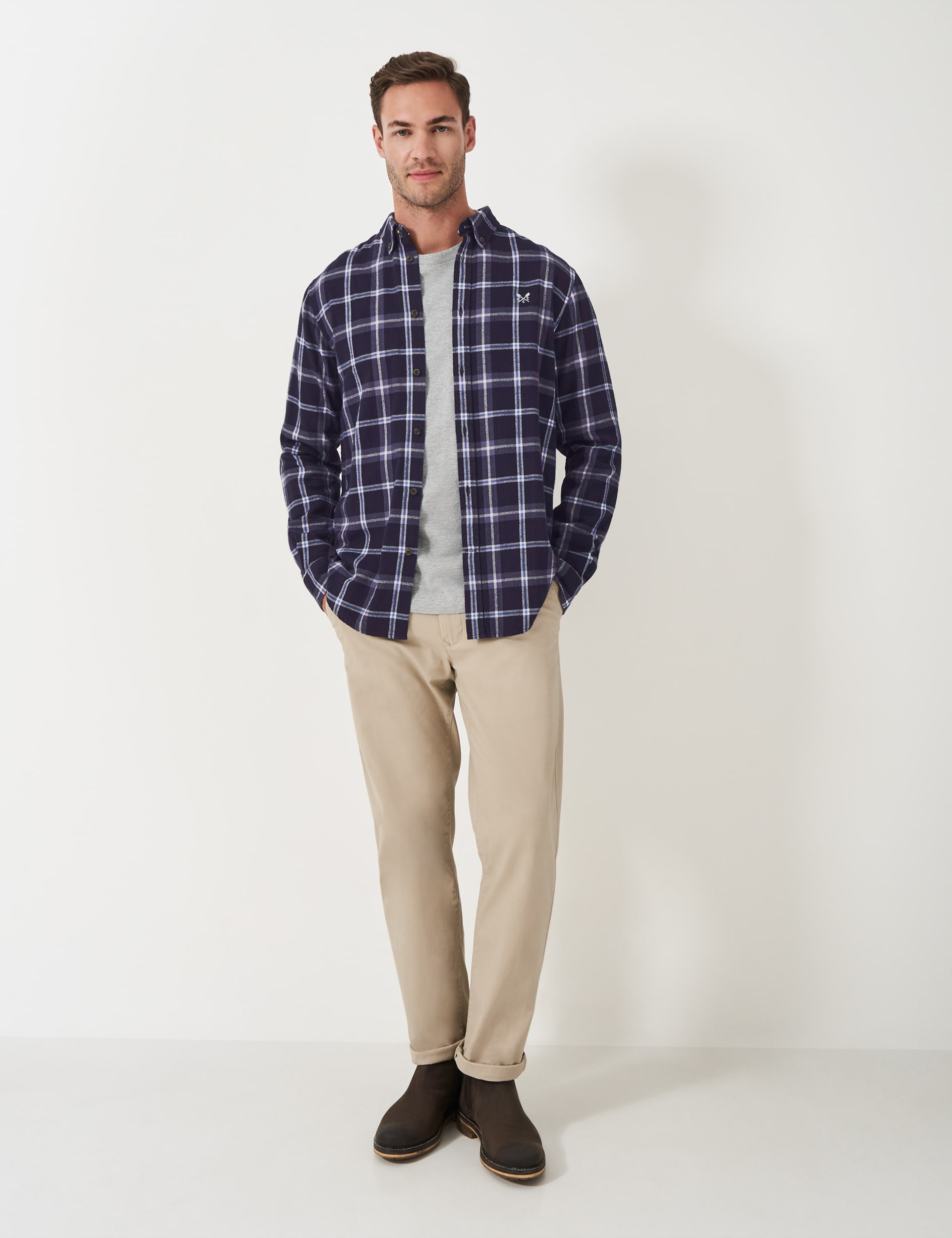 Crew Clothing Men's Pure Cotton Check Shirt - XL - Navy Mix, Navy Mix