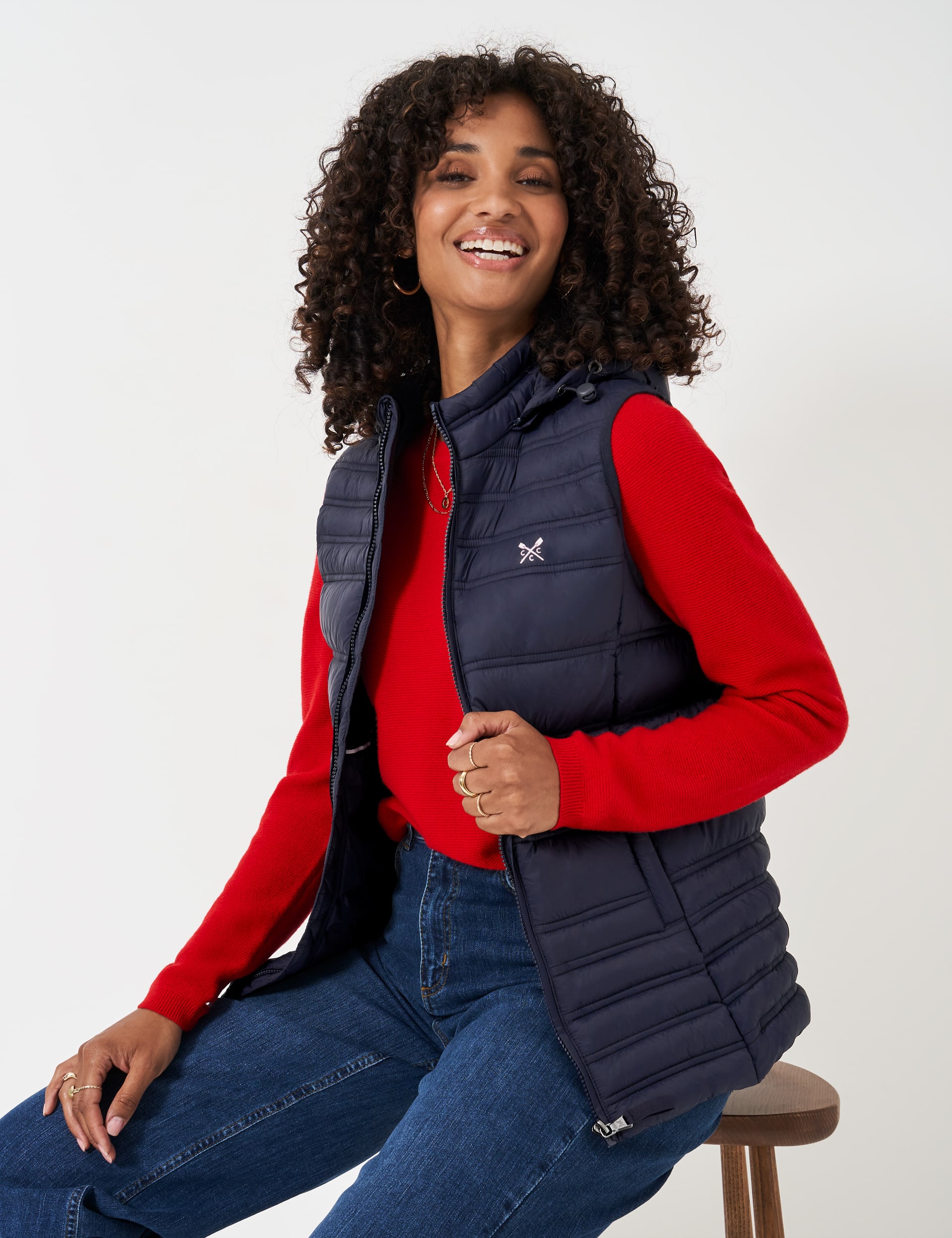 Crew Clothing Women's Lightweight Padded Hooded Gilet - 12 - Navy, Navy