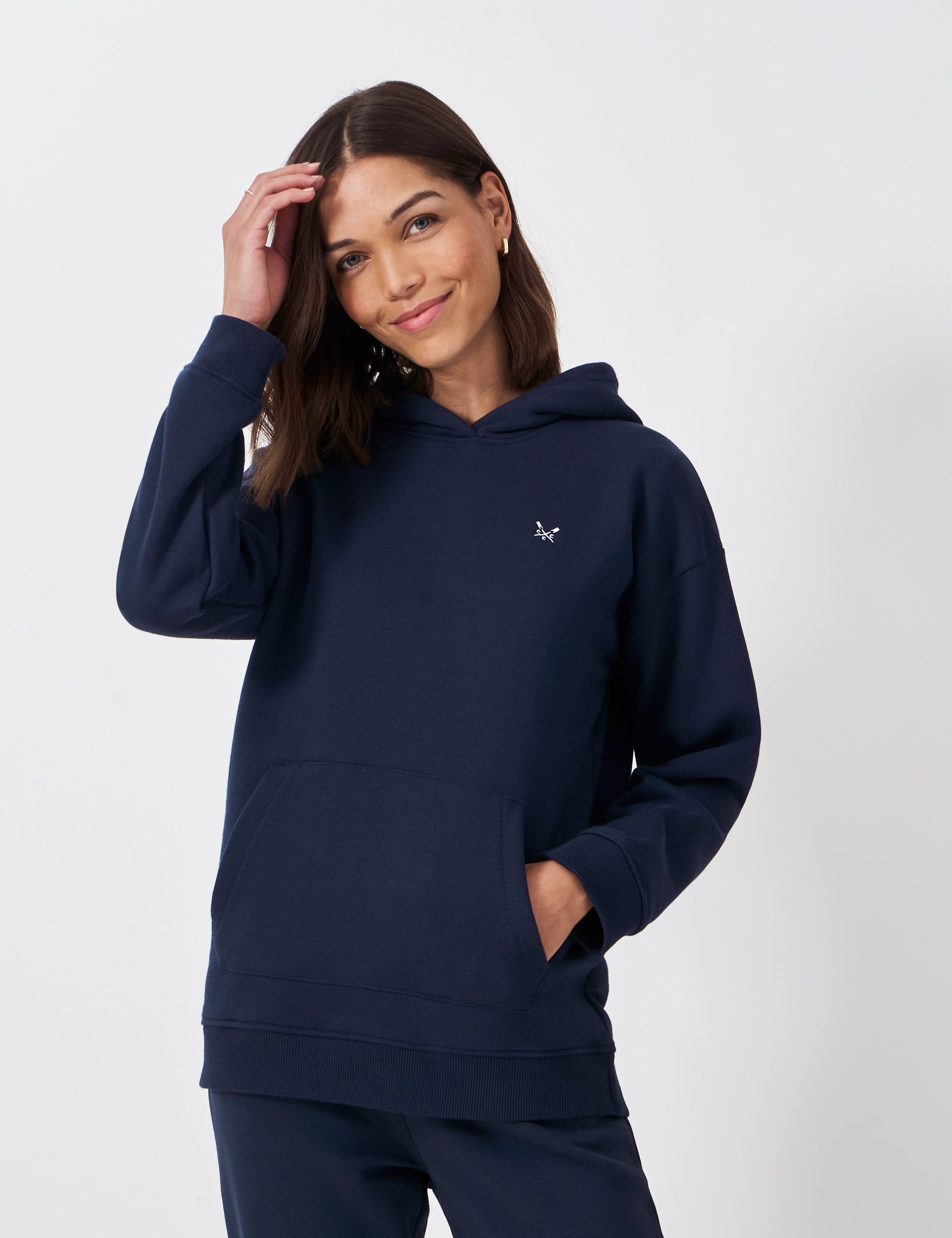 Crew Clothing Women's Cotton Rich Hoodie - 16 - Navy, Oatmeal,Navy