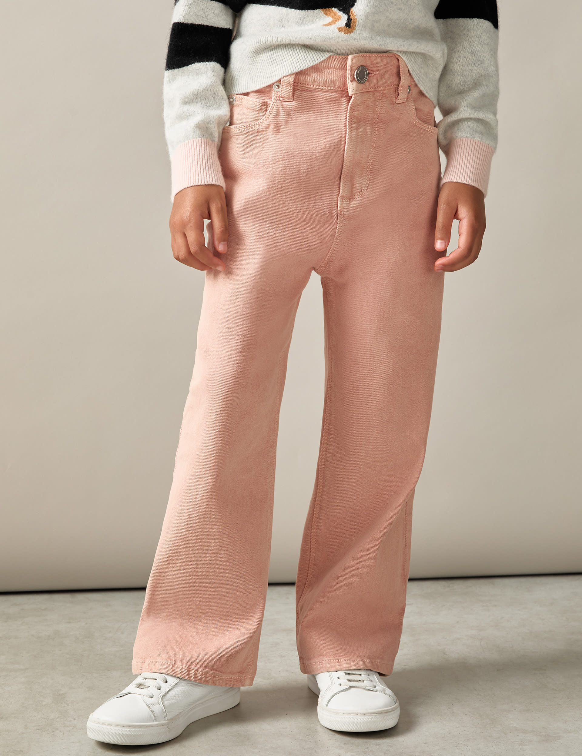 Reiss Girls Denim Wide Leg Jeans (4-14 Yrs) - 10-11 - Pink, Pink