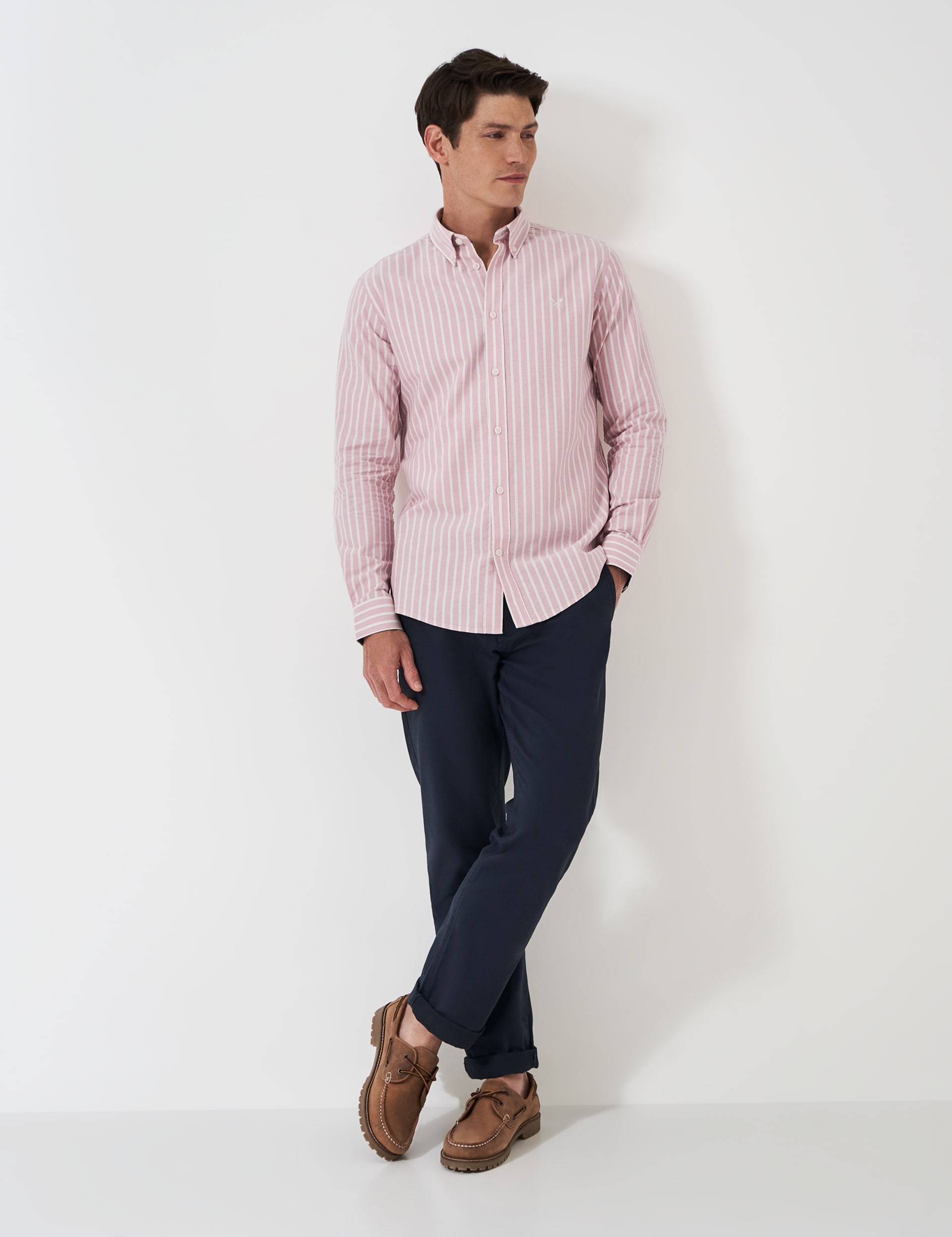 Crew Clothing Men's Pure [Supima] Cotton Striped Oxford Shirt - L - Pink Mix, Pink Mix