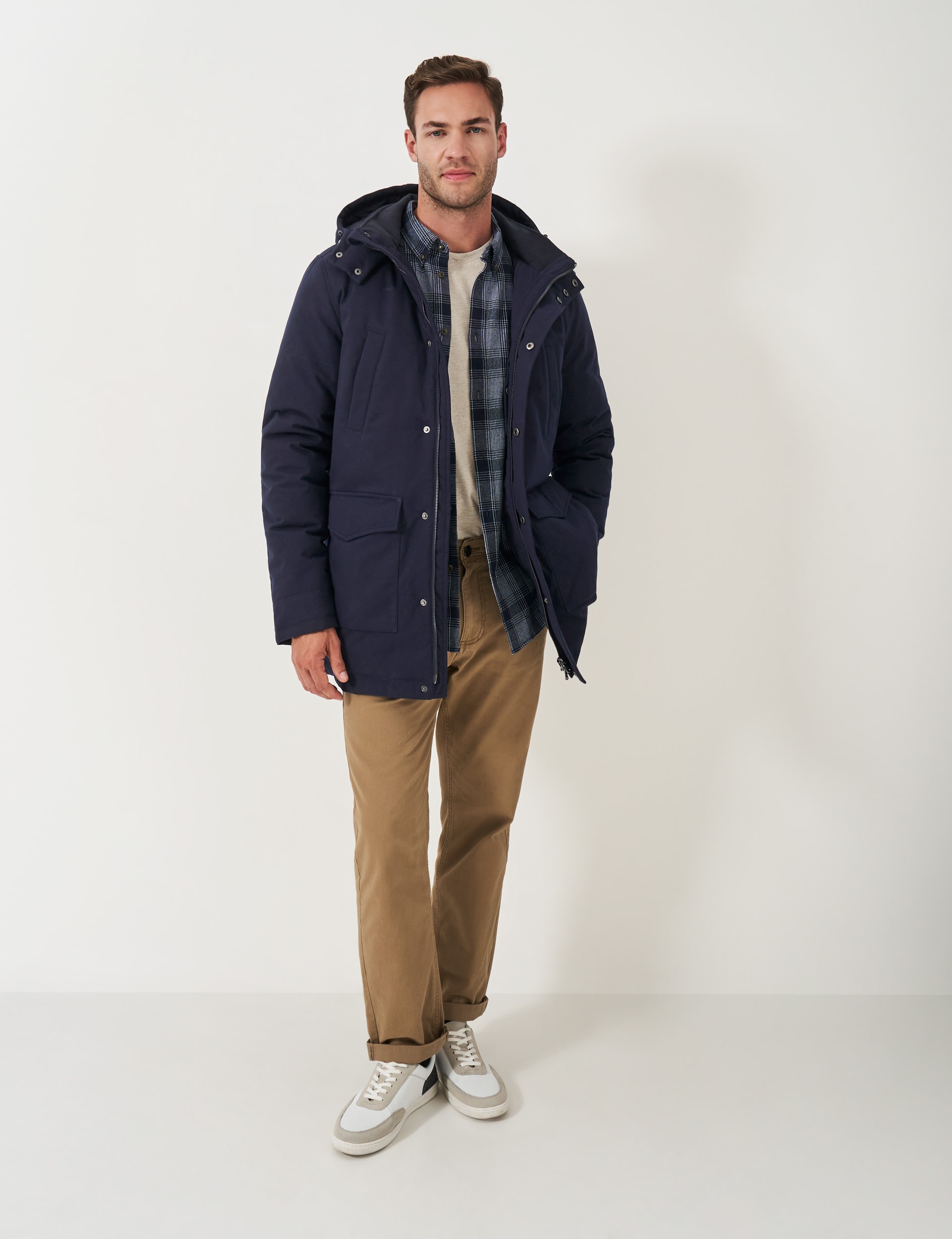 Crew Clothing Men's Padded Parka Coat - L - Navy, Navy