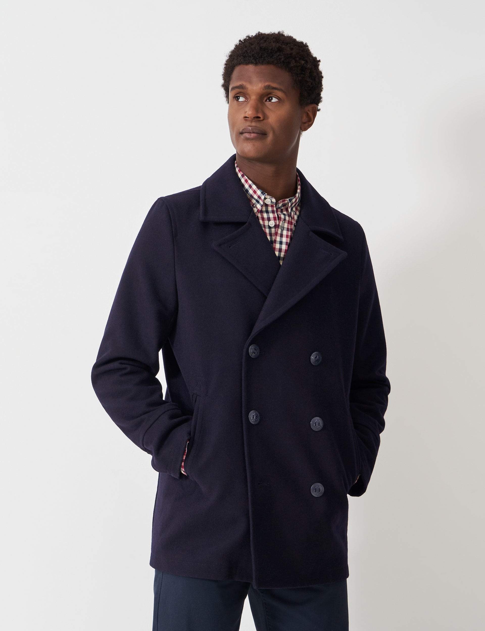 Crew Clothing Men's Wool Blend Peacoat - Navy, Navy