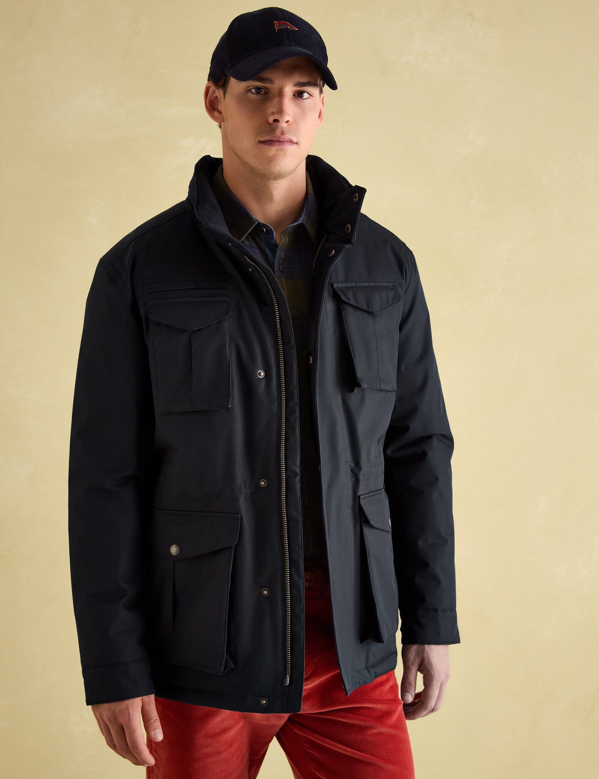 Joules Men's Cotton Rich Hooded Utility Coat - S - Navy, Navy