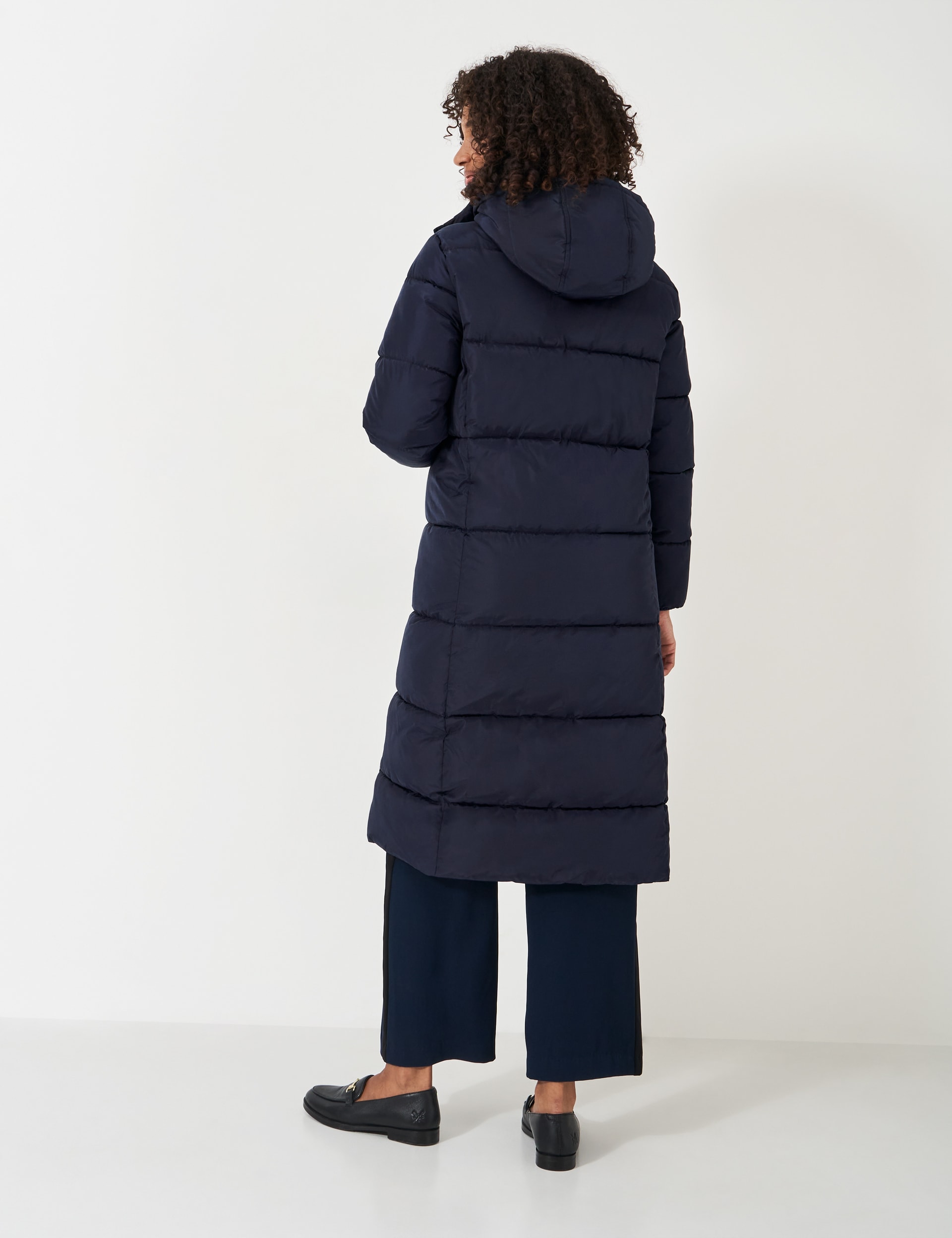 Crew Clothing Women's Padded Hooded Longline Puffer Coat - 12 - Navy, Navy