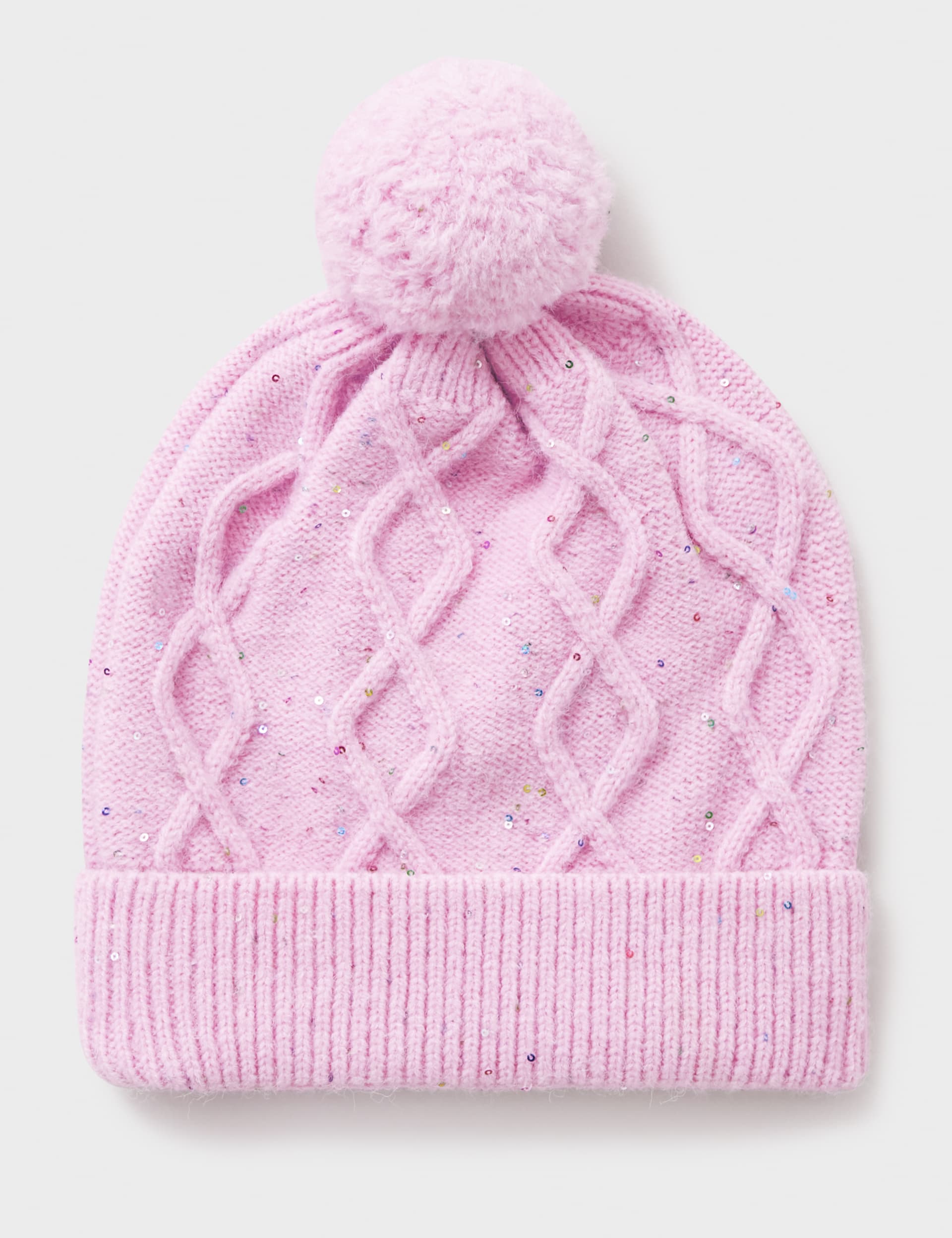 Crew Clothing Women's Sparkle Turn Up Beanie - Pink, Pink