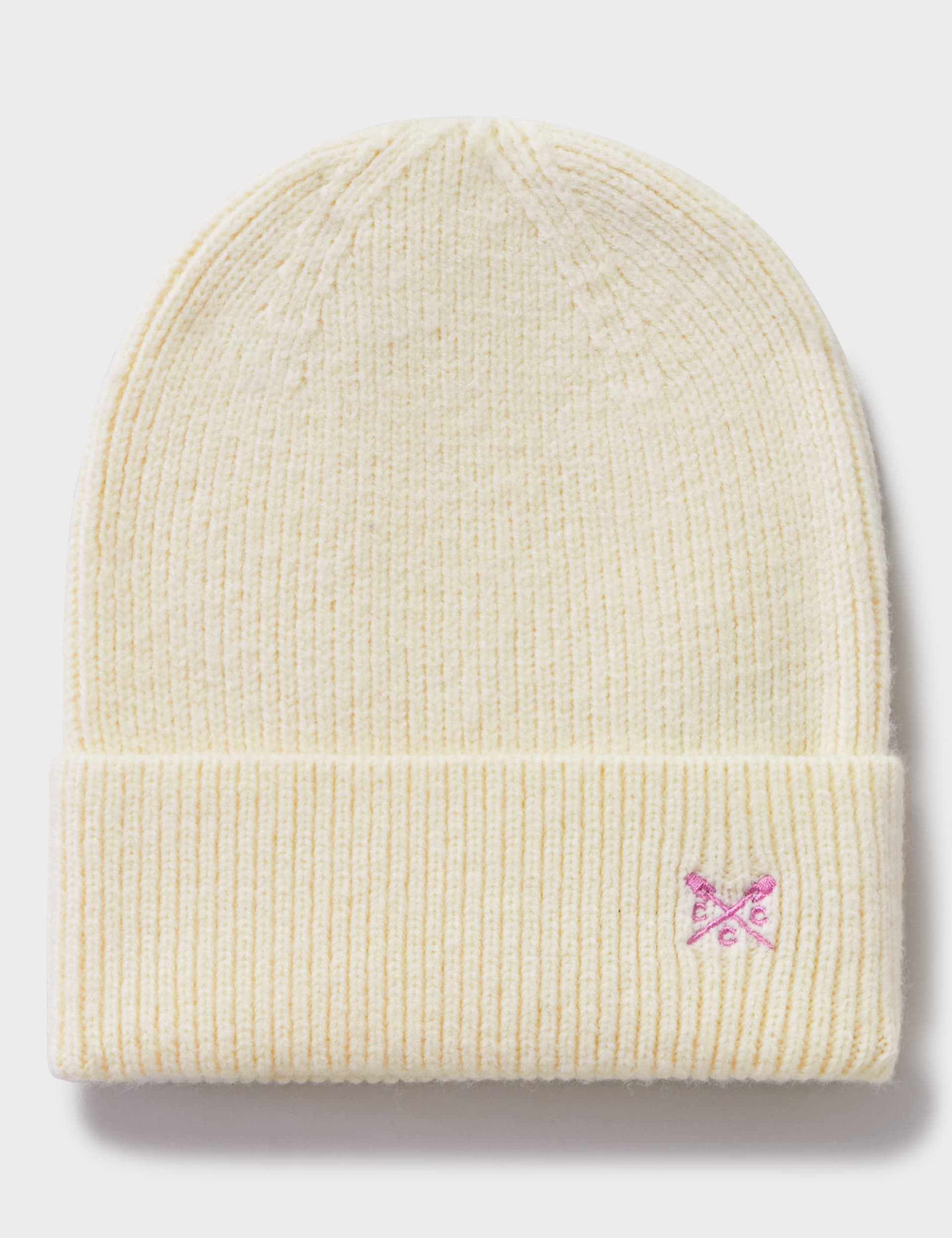 Crew Clothing Women's Rib Turn Up Beanie Hat - Ivory, Ivory