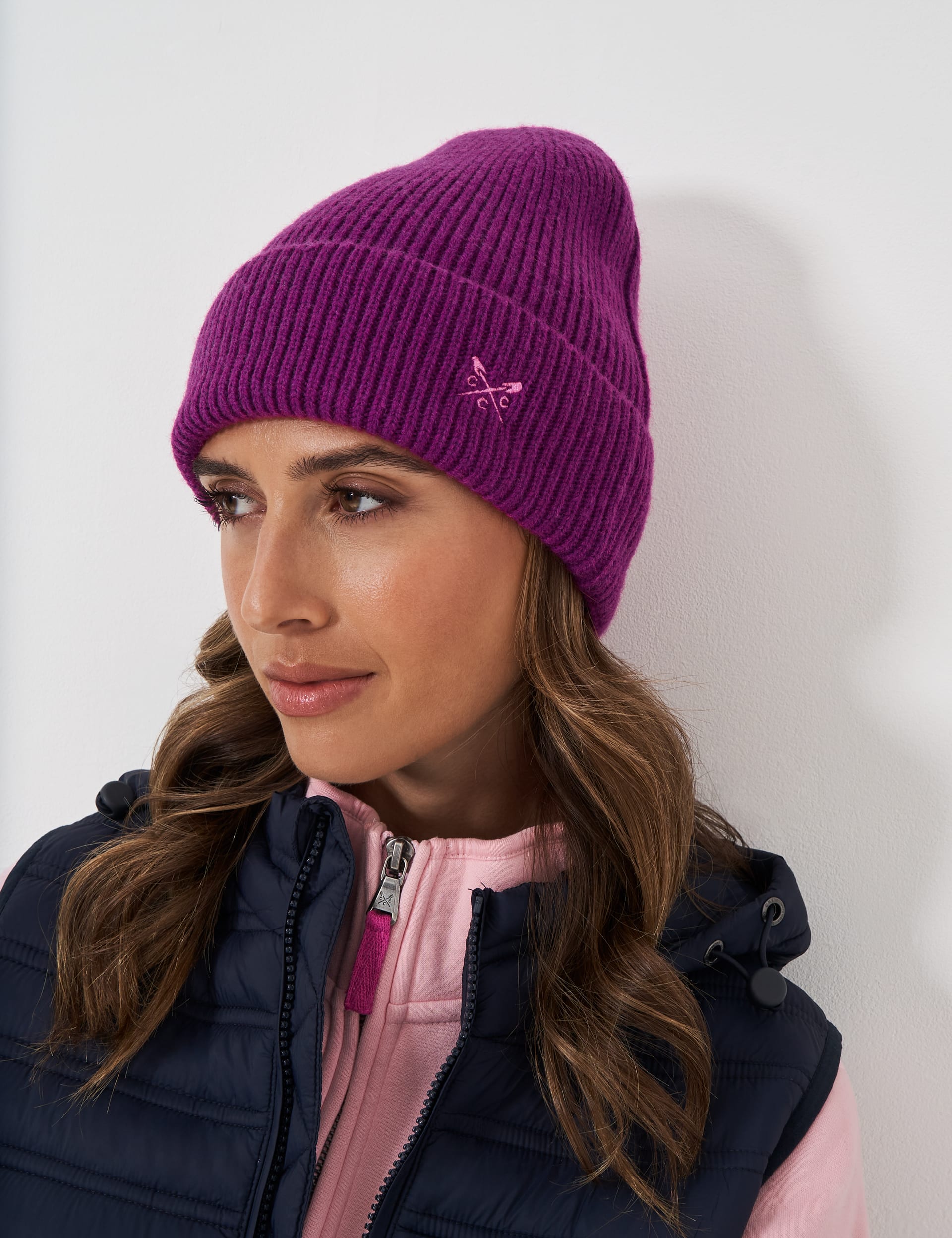 Crew Clothing Women's Knitted Beanie Hat - Pink, Pink