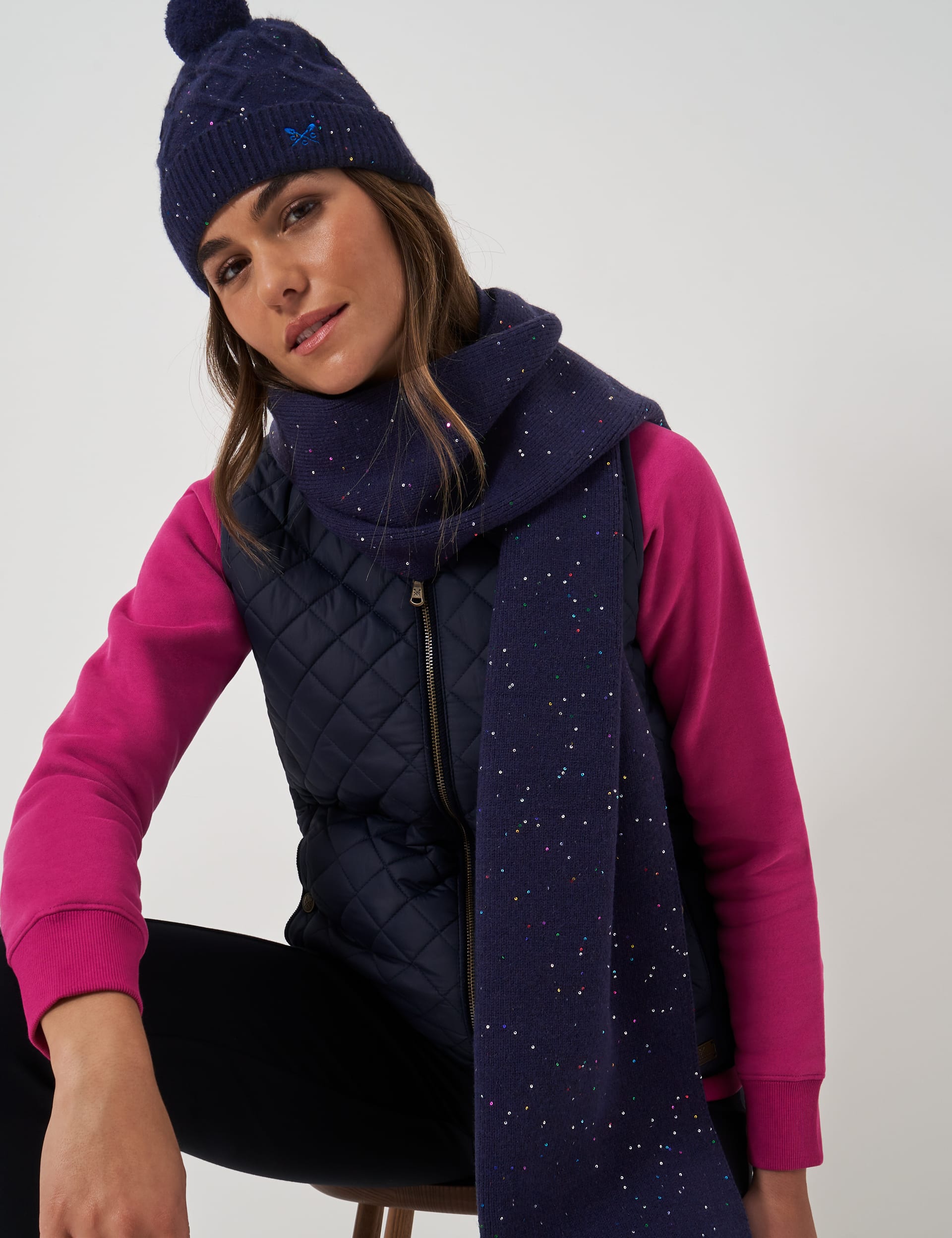 Crew Clothing Women's Sparkle Scarf - Navy, Oatmeal,Navy,Light Pink,Pink