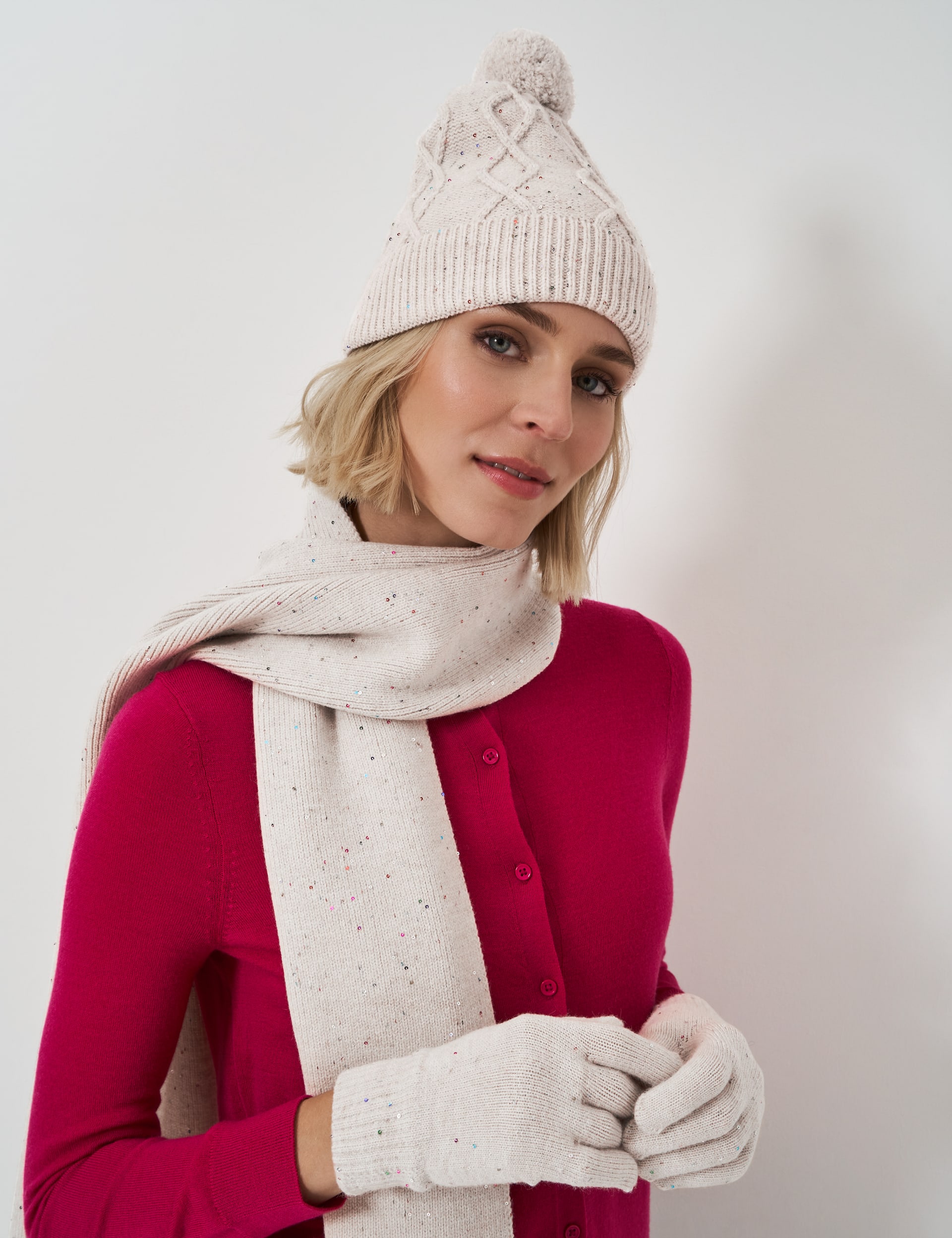 Crew Clothing Women's Sparkle Scarf - Oatmeal, Light Pink,Oatmeal