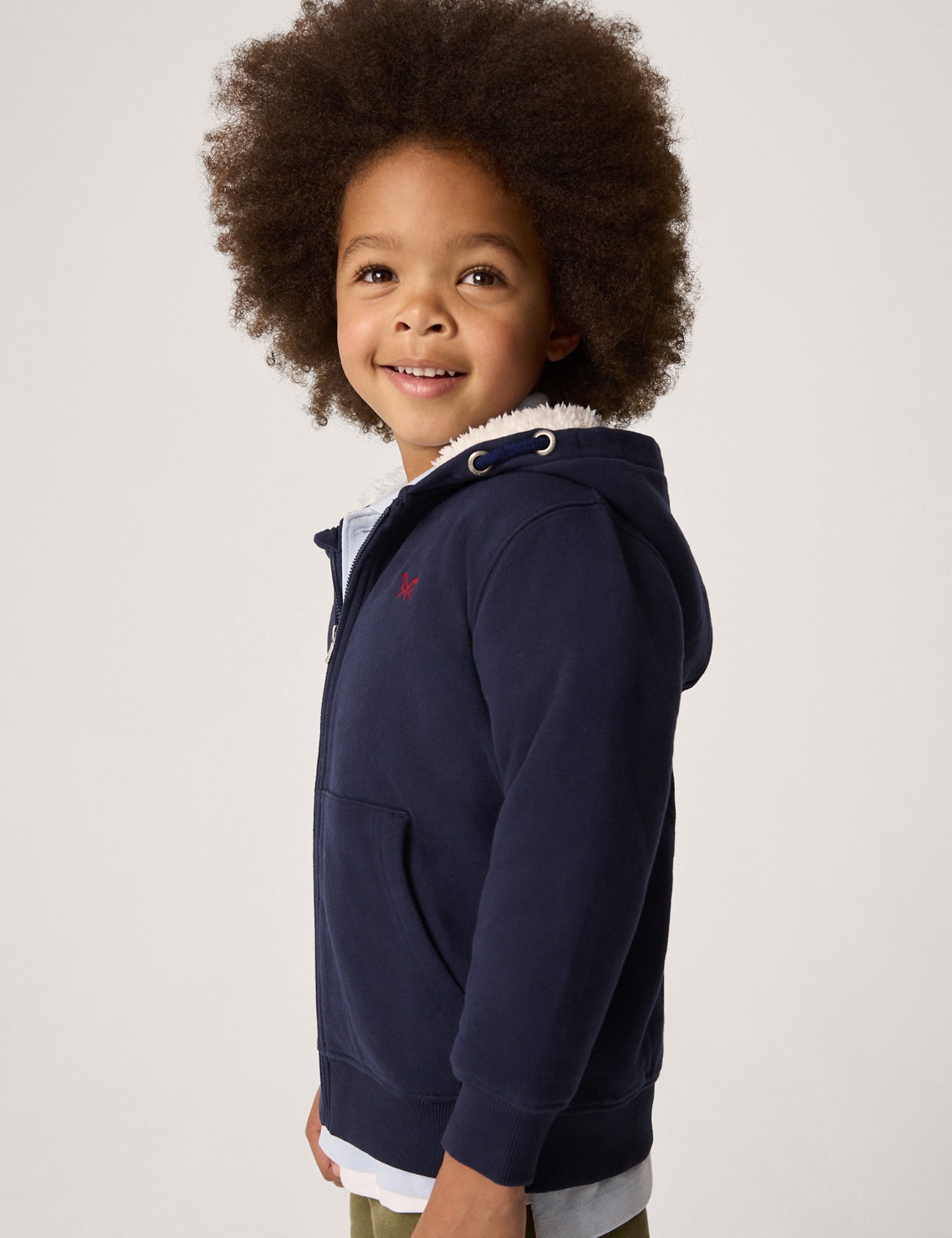 Crew Clothing Boys Pure Cotton Hoodie (3-12 Yrs) - 4-5 Y - Navy, Green,Navy