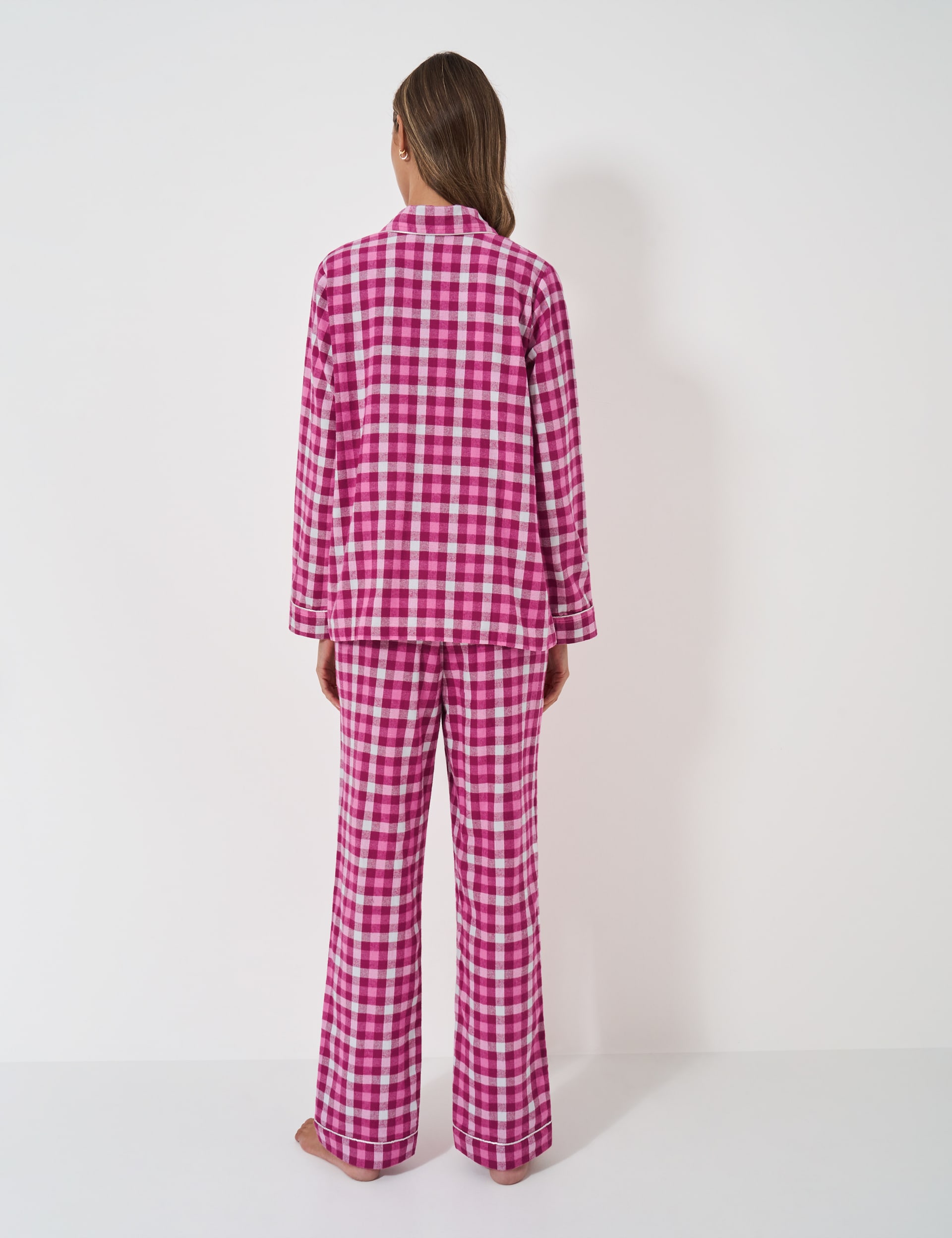 Crew Clothing Women's Pure Cotton Checked Pyjama Set - Pink Mix, Pink Mix