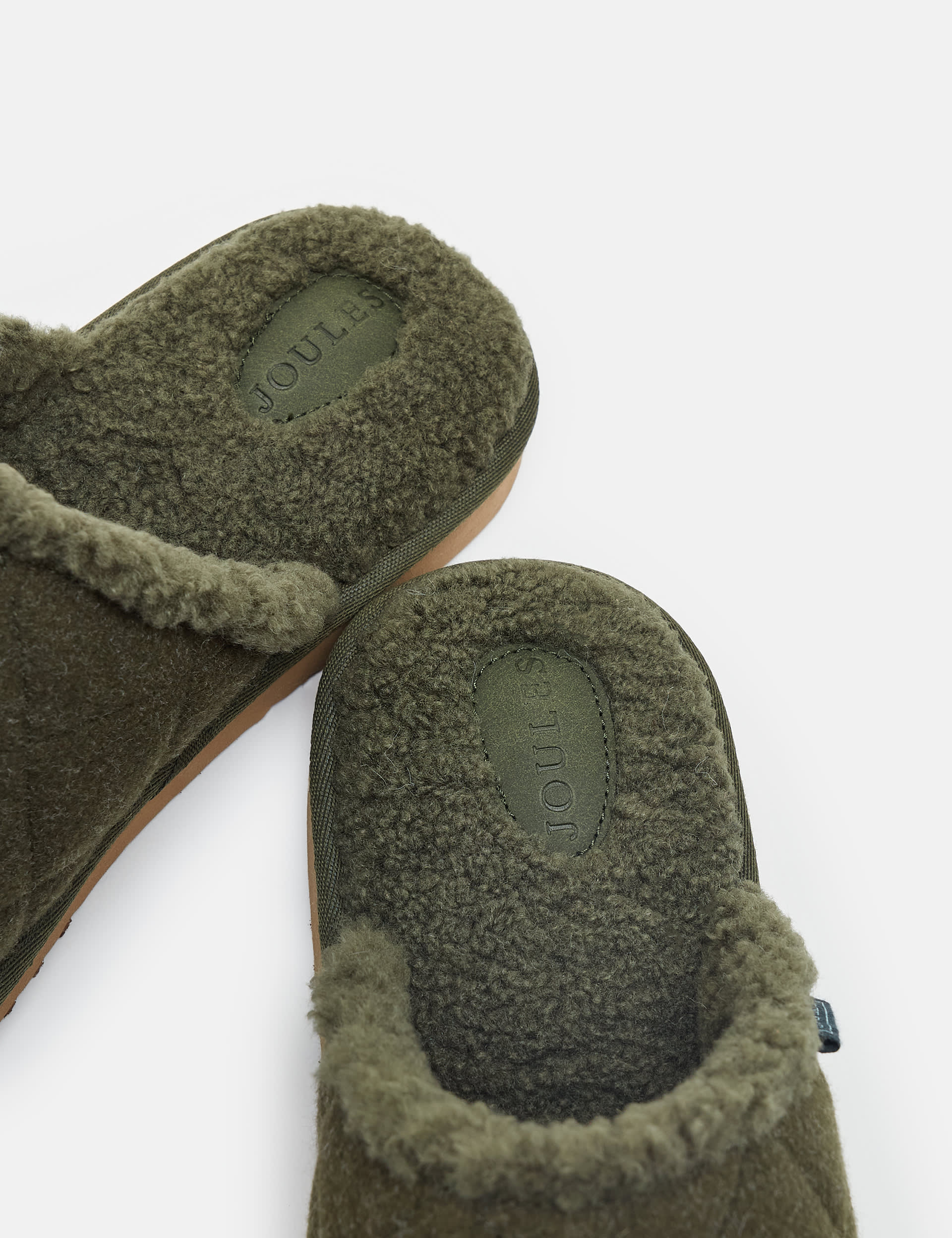 Joules Men's Quilted Fleece Lined Slippers - Khaki, Khaki,Navy