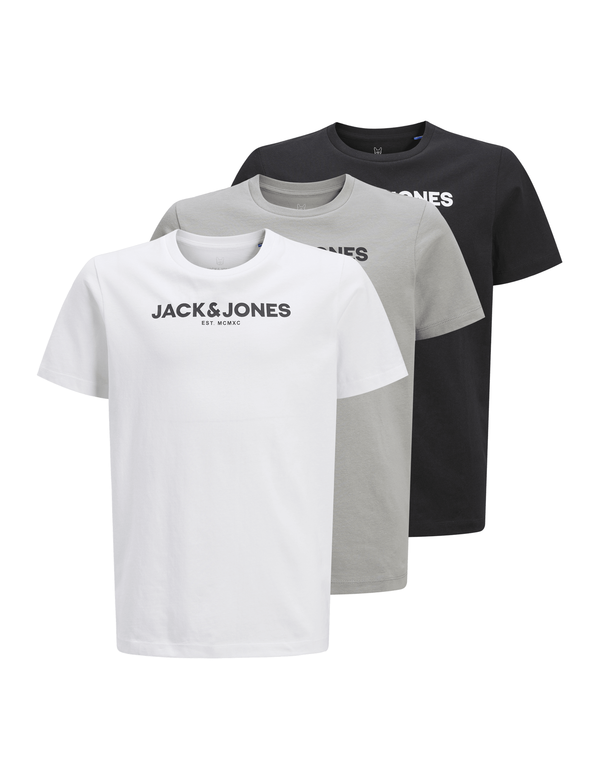 Jack & Jones Junior Boys 3pk Short Sleeve T-Shirts - 16y - White Mix, White Mix