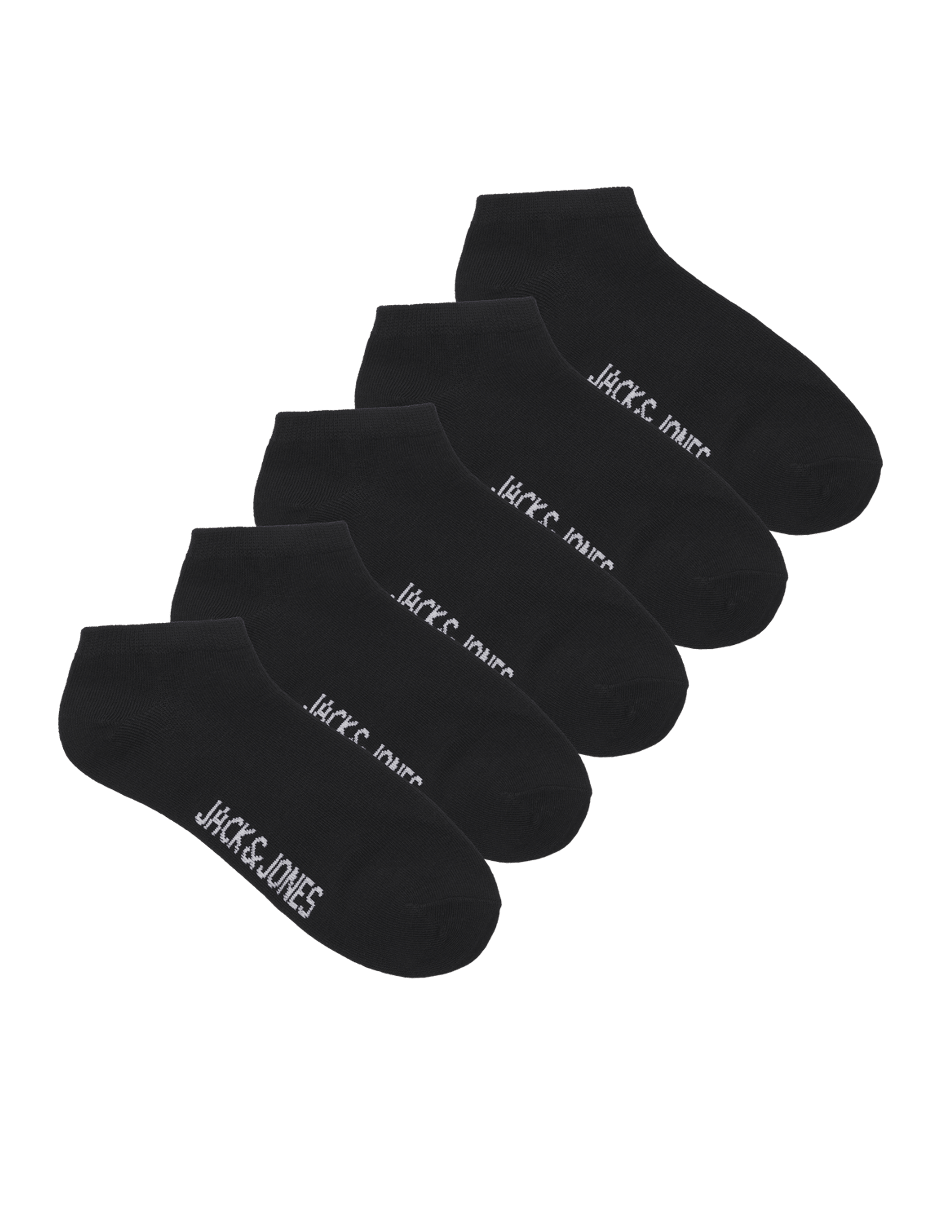 Jack & Jones Junior Boys 5pk Cotton Rich Ankle Socks - 5-9 - Black, White,Black