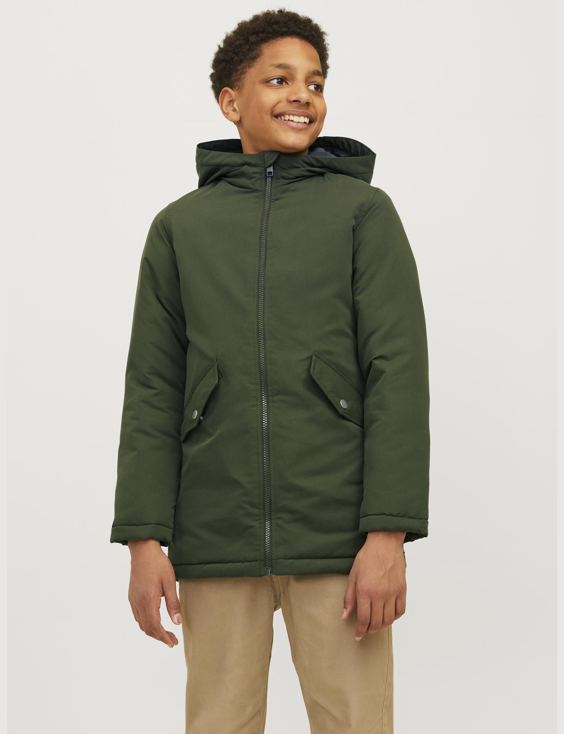 Jack & Jones Junior Boys Hooded Padded Parka (8-16 Yrs) - 14y - Green, Green