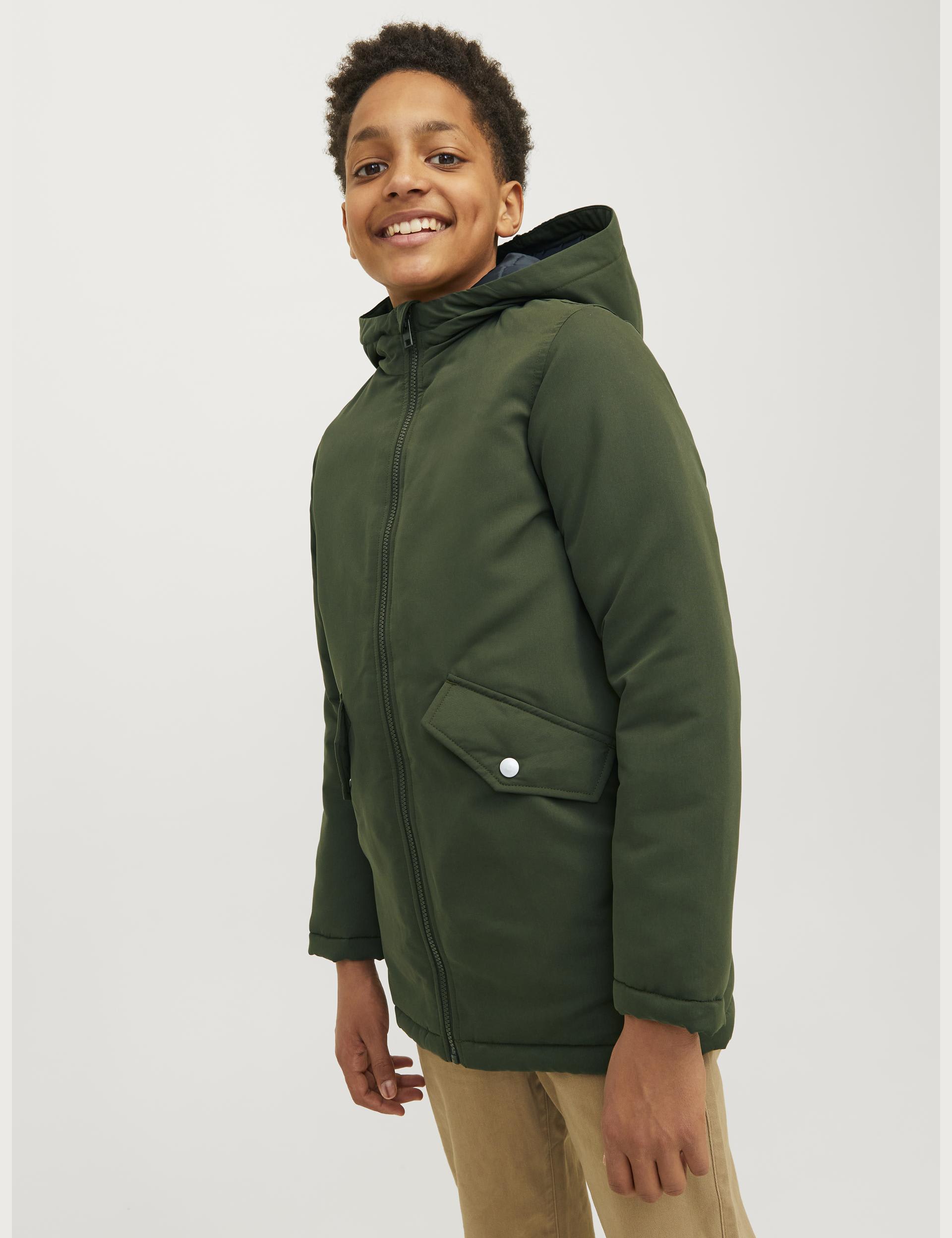 Jack & Jones Junior Boys Hooded Padded Parka (8-16 Yrs) - 14y - Green, Green