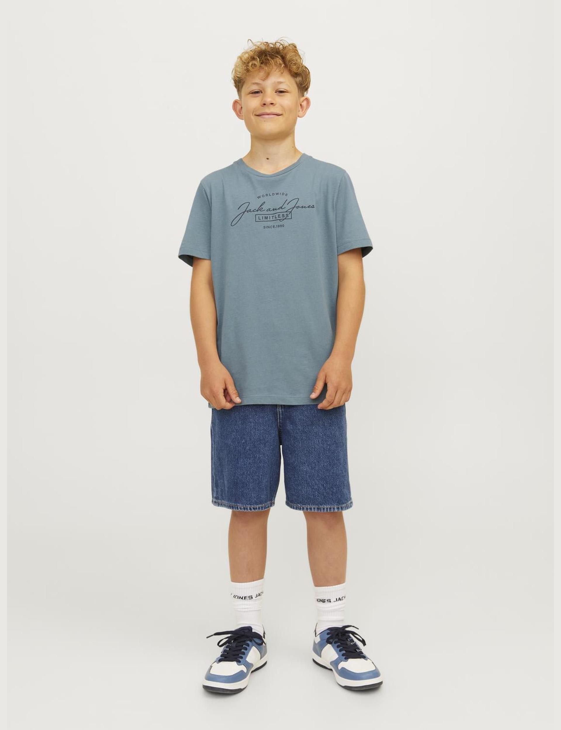 Jack & Jones Junior Boys Pure Cotton Patterned T-Shirt (8-16 Yrs) - 8y - Blue, Blue