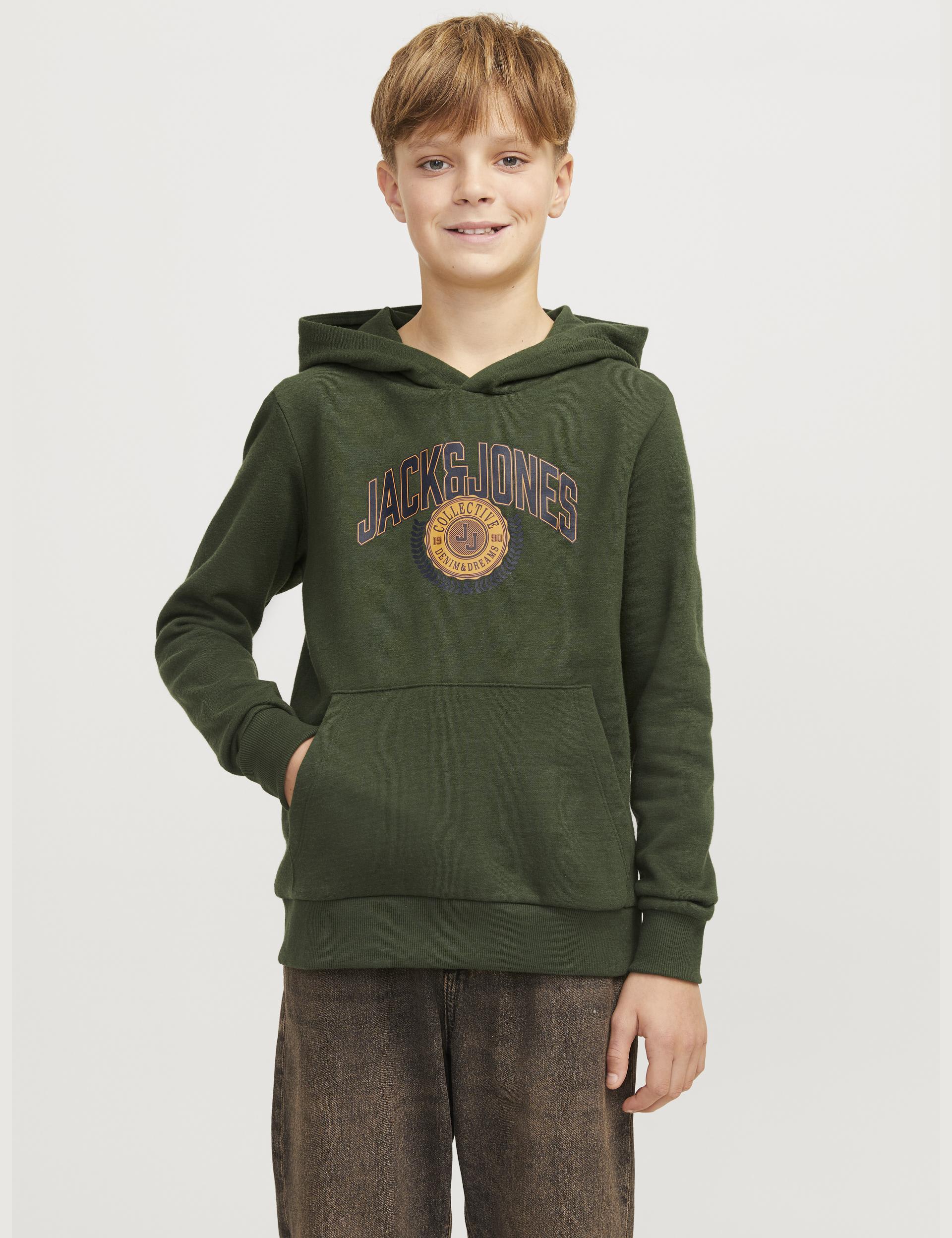 Jack & Jones Junior Boys Cotton Rich Varsity Graphic Hoodie (8-16 Yrs) - 14y - Khaki Mix, Cream Mix,Khaki Mix