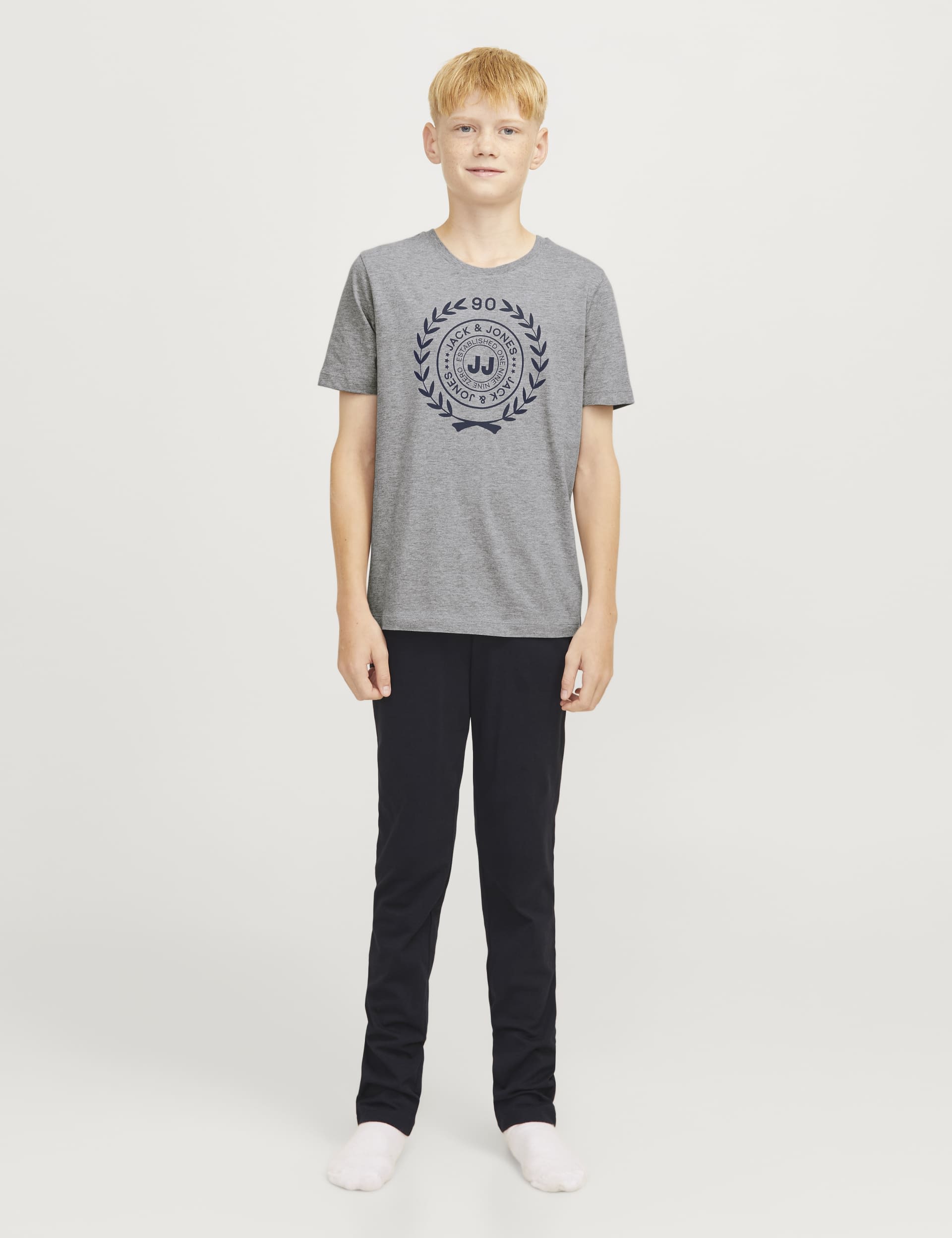 Jack & Jones Junior Boys Pure Cotton Pyjamas (8-16 Yrs) - 12y - Grey Mix, Green Mix,Grey Mix