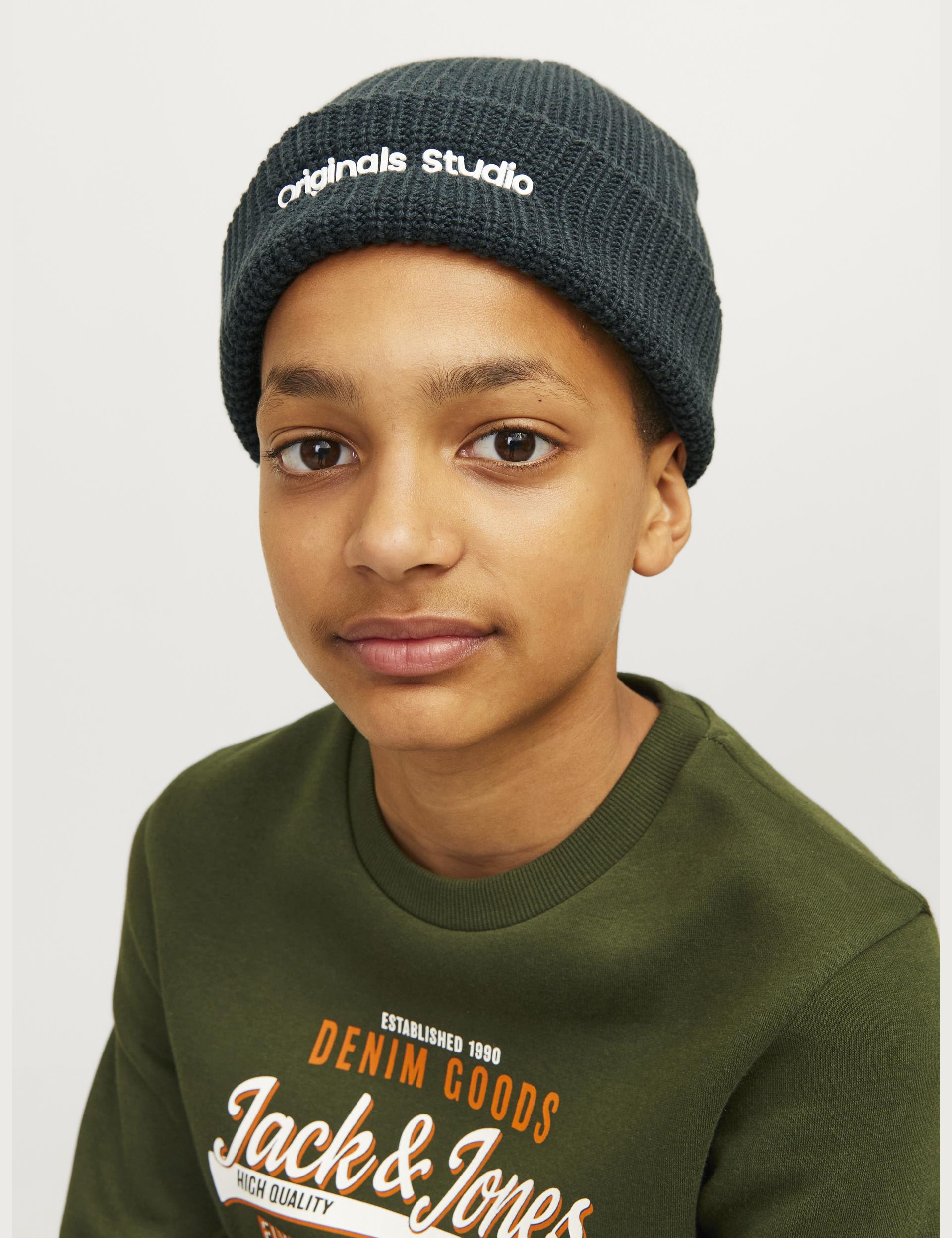 Jack & Jones Junior Kids Cotton Rich Knitted Winter Hat - L-XL - Teal, Orange,Teal