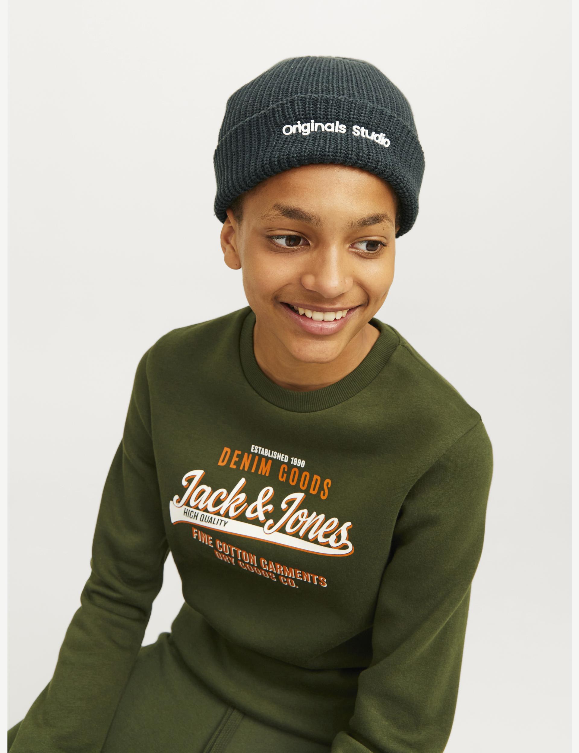 Jack & Jones Junior Kids Cotton Rich Knitted Winter Hat - L-XL - Teal, Teal,Orange