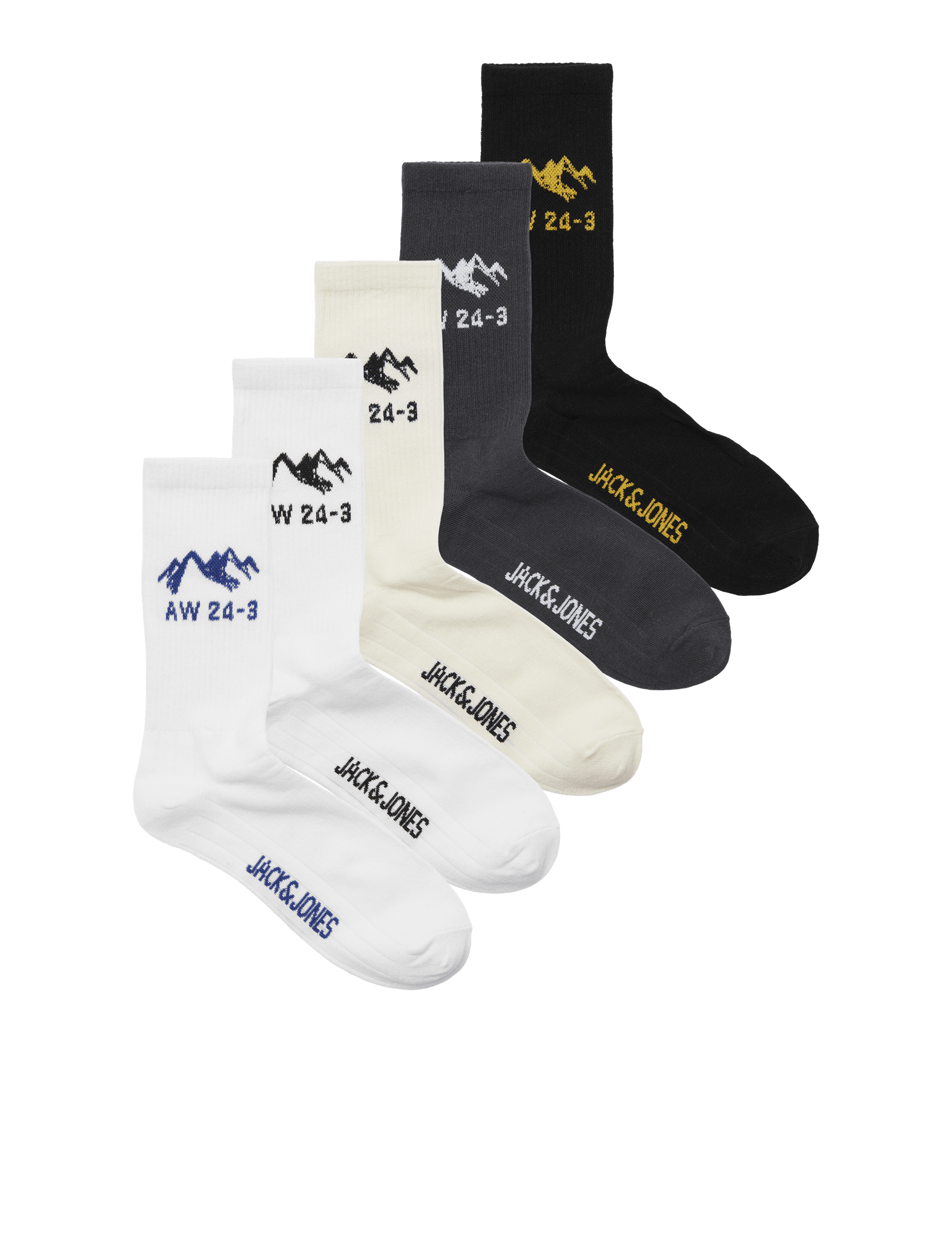 Jack & Jones Junior Boys 5pk Cotton Rich Sports Socks - 1-4 - Multi, Multi