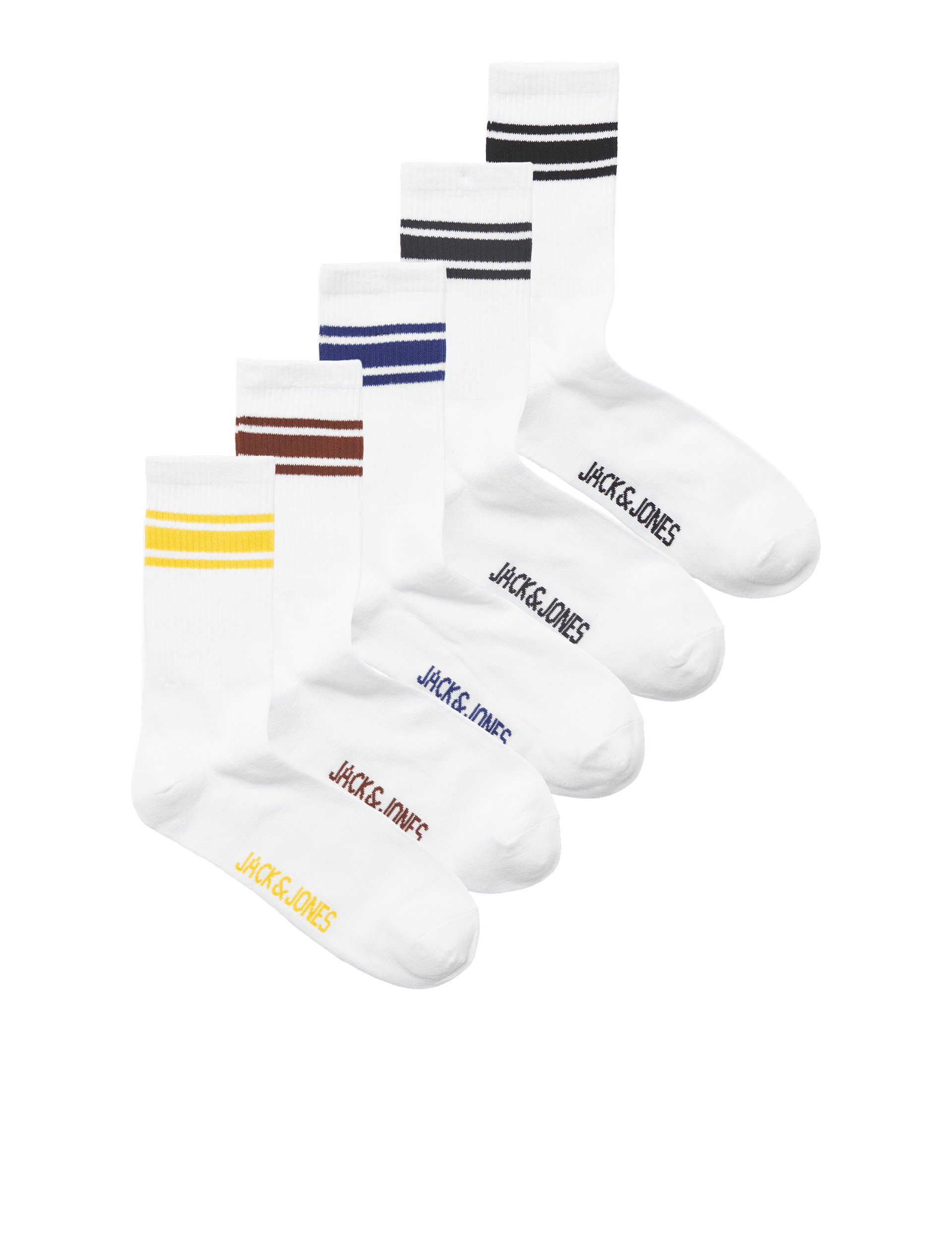 Jack & Jones Junior Boys 5pk Cotton Rich Striped Socks - 5-9 - Multi, Multi