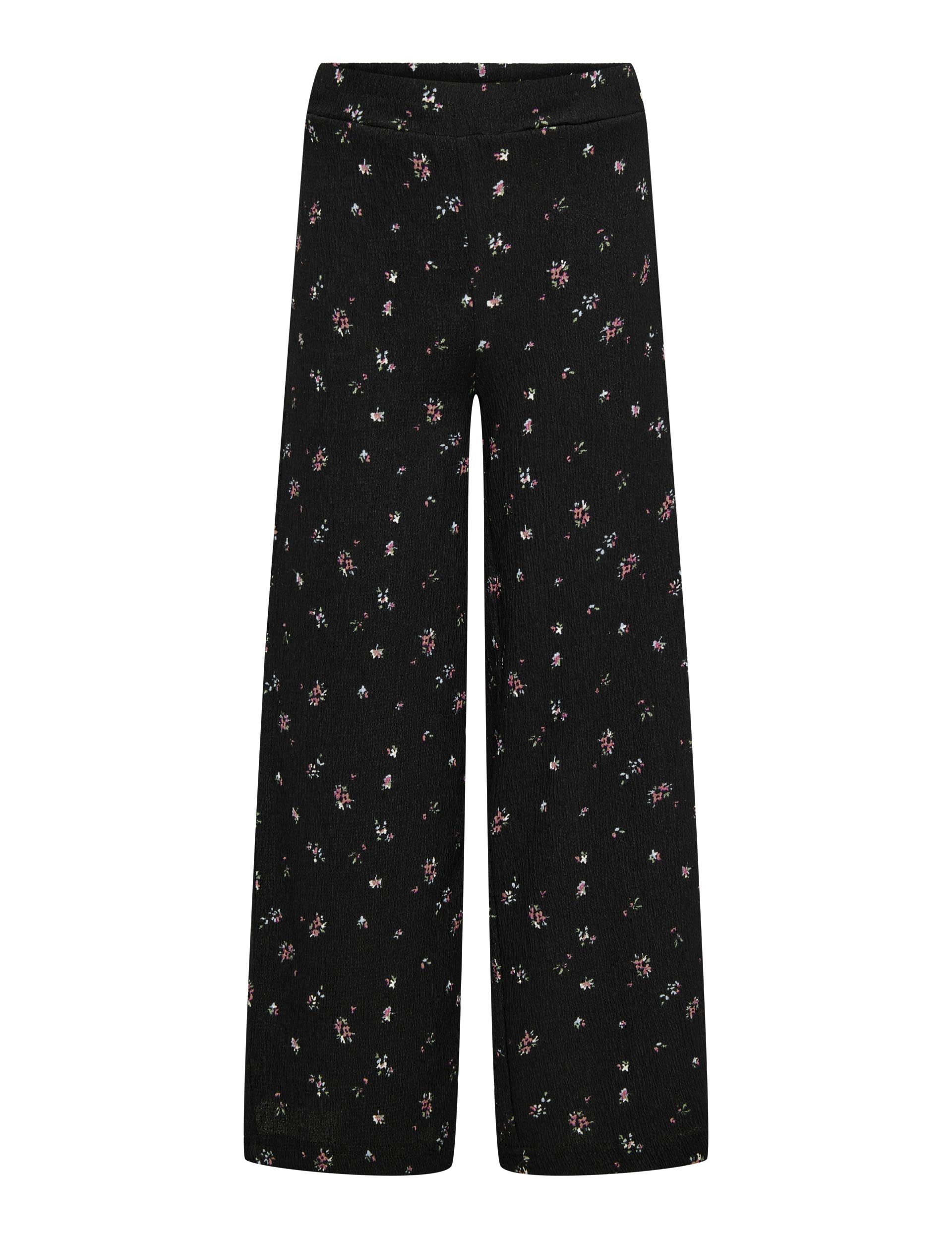 Kids Only Girls Floral Wide Leg Trousers (8-14 Yrs) - 10y - Black Mix, Black Mix