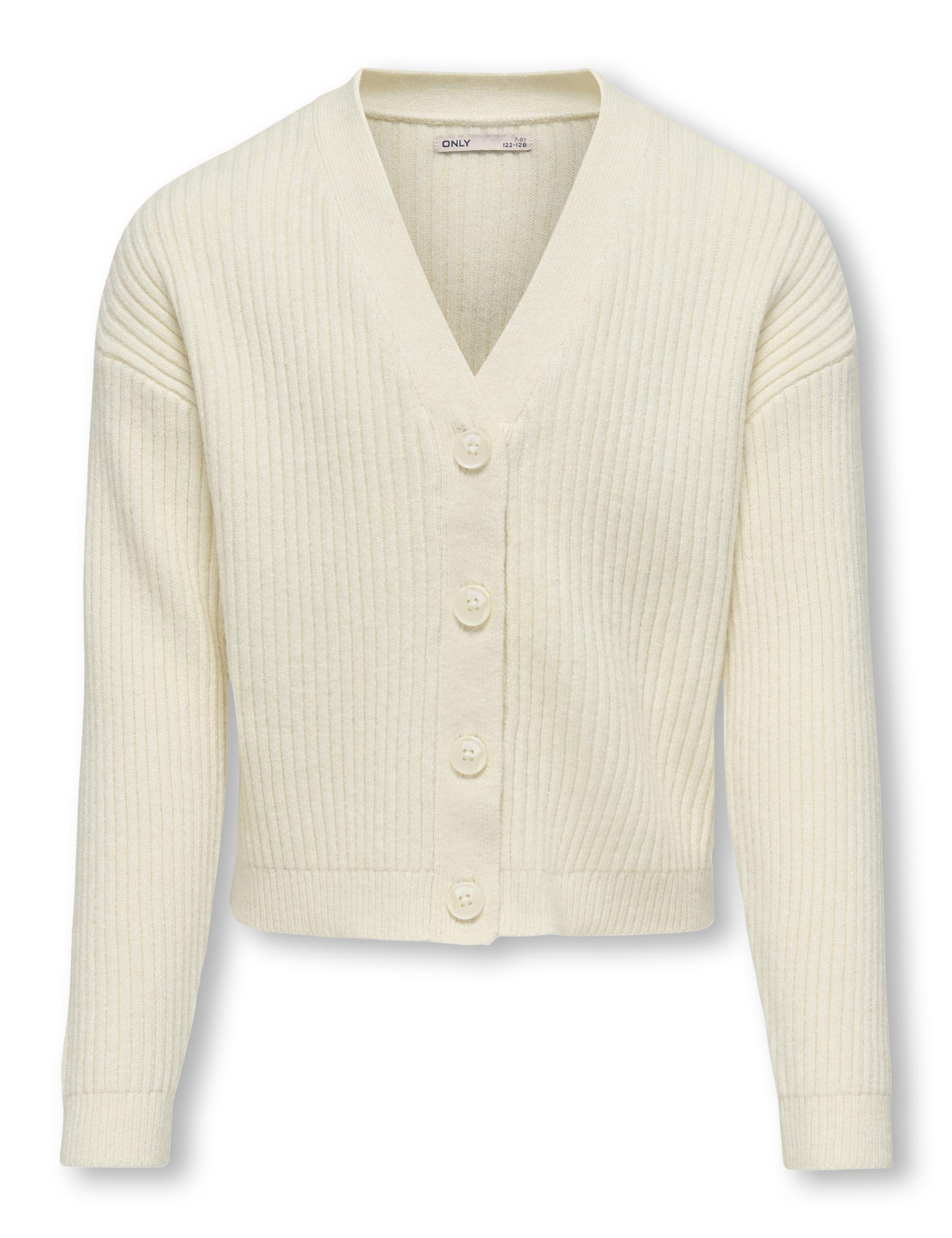 Kids Only Girls Knitted Ribbed Cardigan (7-14 Yrs) - 13-14 - Cream, Cream,Green