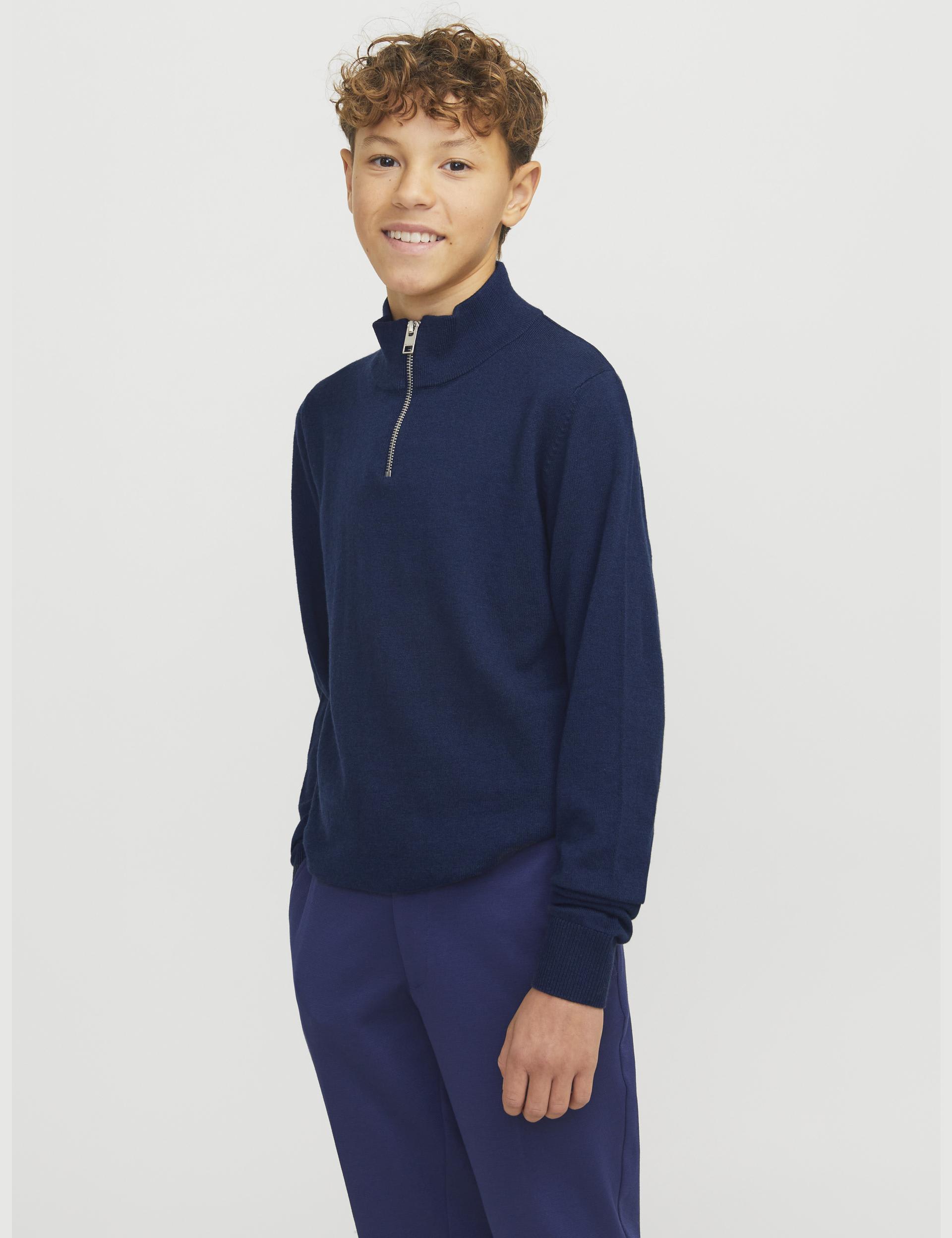 Jack & Jones Junior Boys Cotton Rich Half Zip Knitted Sweatshirt (8-16 Yrs) - 12y - Navy, Black,Navy