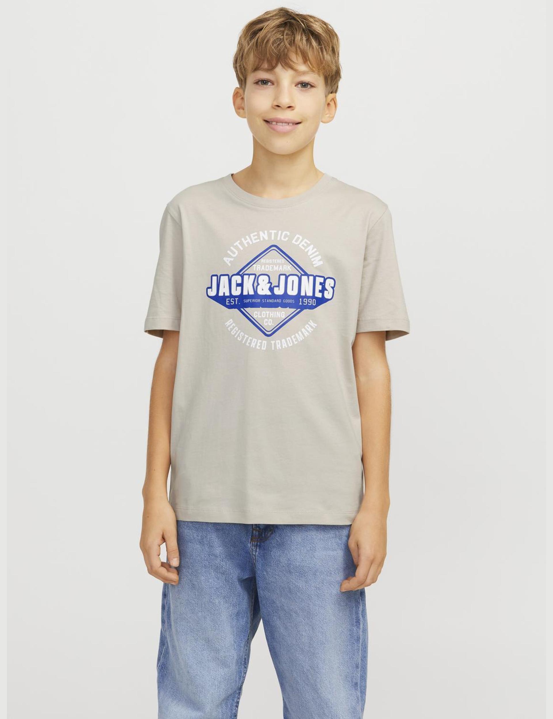 Jack & Jones Junior Boys Pure Cotton Logo Print T-Shirt (8-16 Yrs) - 14y - Beige Mix, Light Green,Be