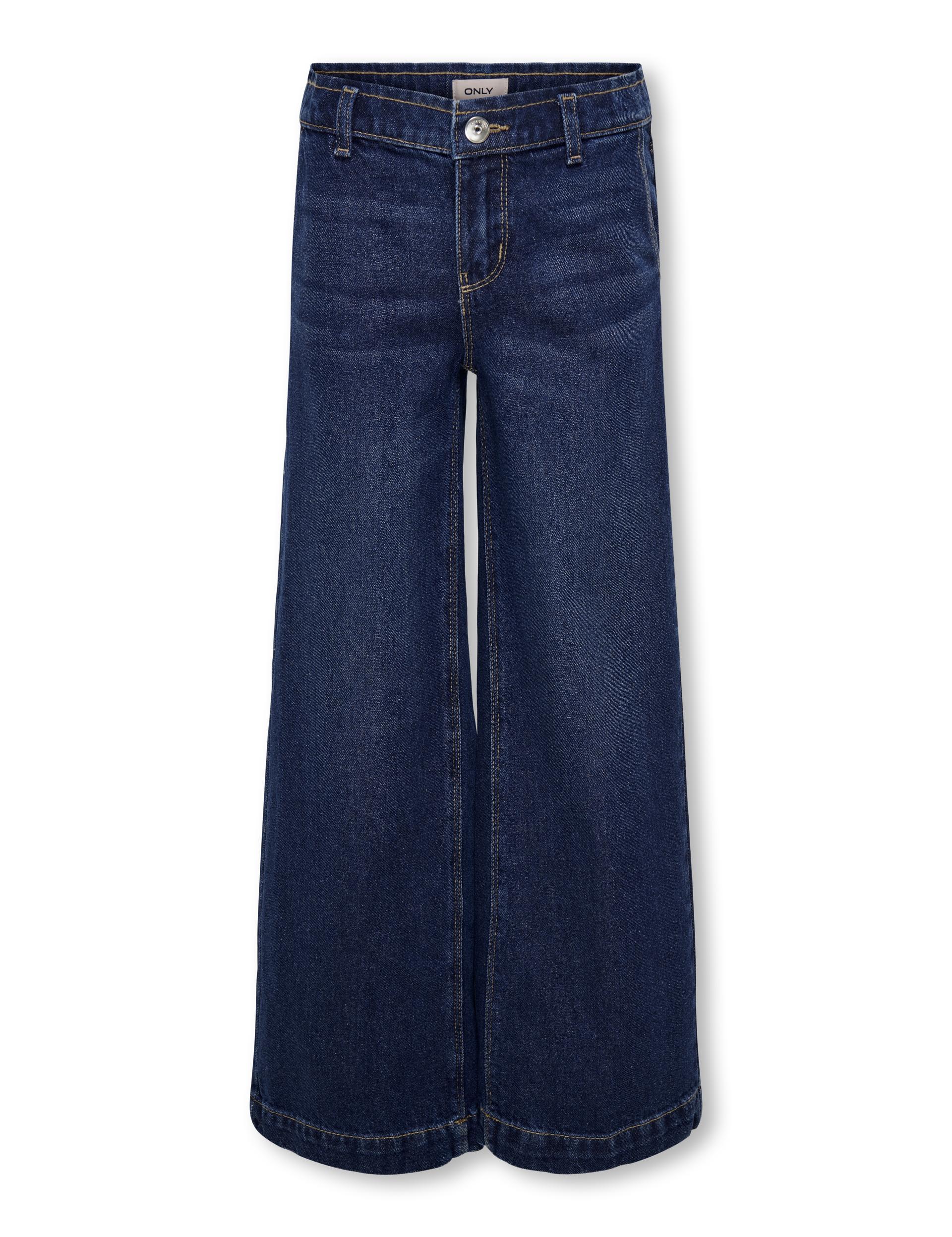 Kids Only Girls Relaxed Denim Wide Leg Jeans (8-14 Yrs) - 13y - Dark Blue Denim, Dark Blue Denim