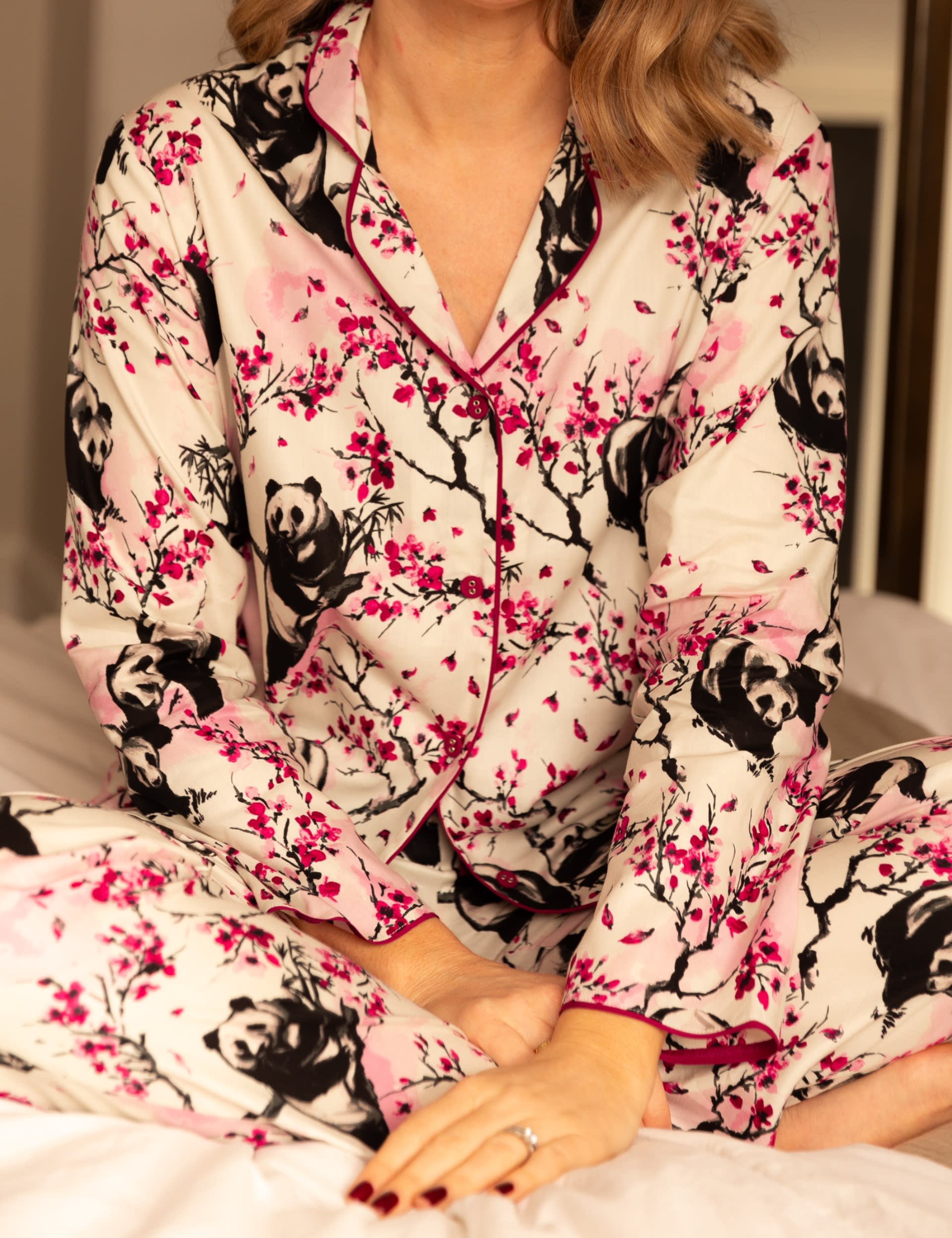 Cyberjammies Women's Pure Cotton Panda Print Pyjama Bottoms - 6 - White Mix, White Mix