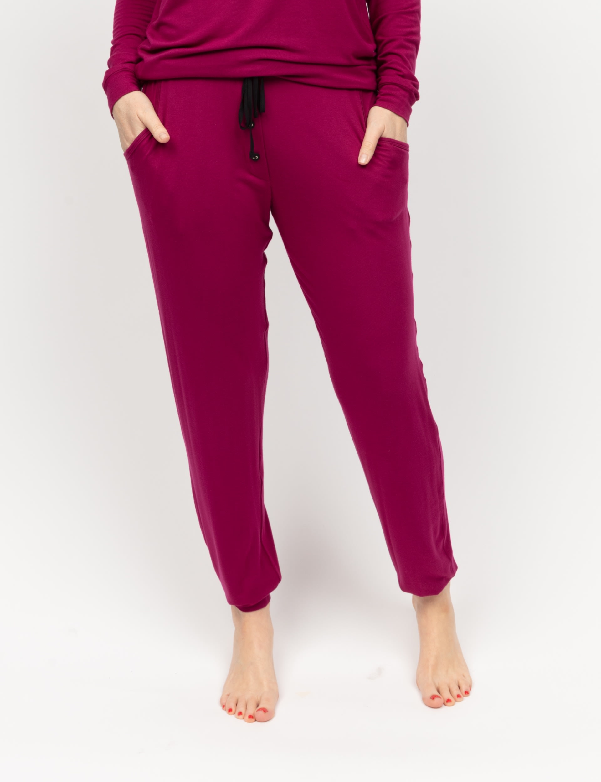 Cyberjammies Women's Modal Rich Cuffed Hem Pyjama Bottoms - 6 - Berry, Berry