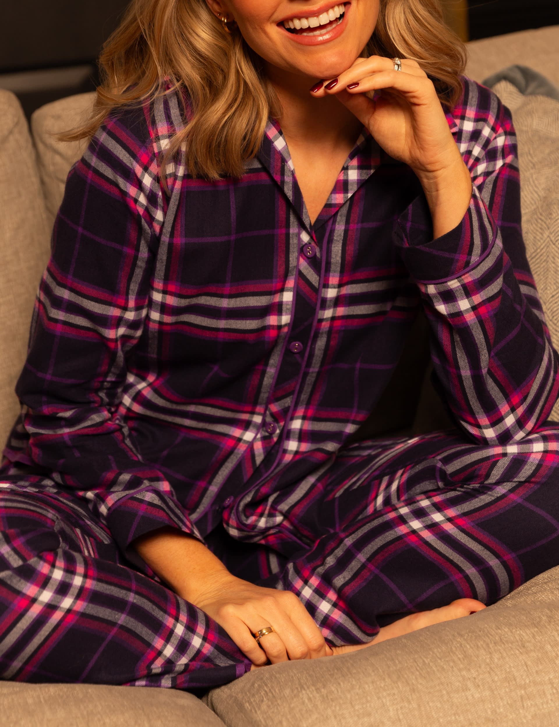 Cyberjammies Women's Pure Cotton Checked Pyjama Bottoms - 6 - Navy Mix, Navy Mix